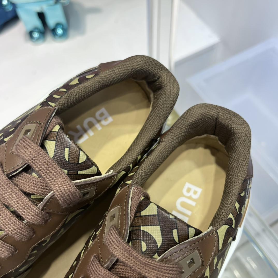 Burberry Monogram Nylon And Leather Sneakers - FashionPlug