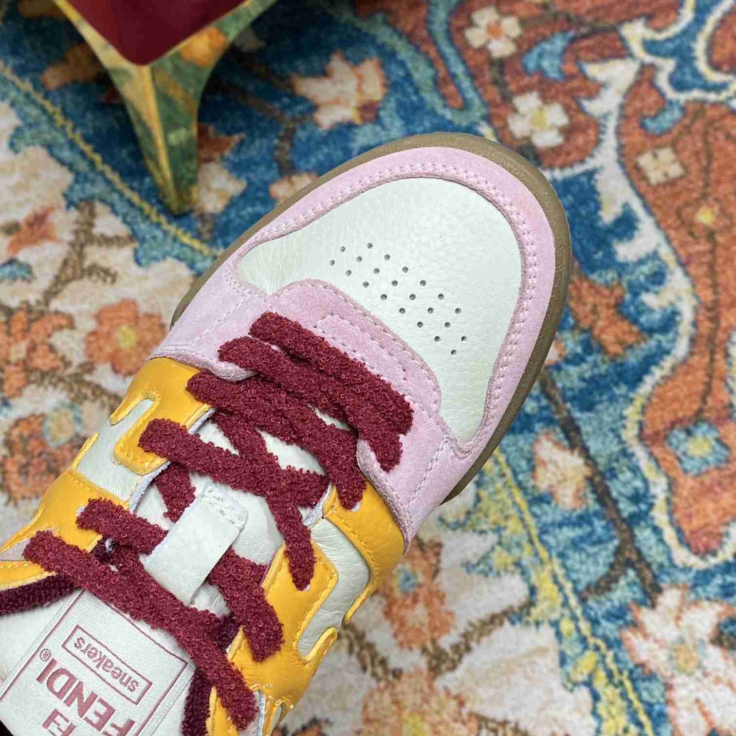 Fendi Match Pink Suede Low-Tops Sneakers  - FashionPlug