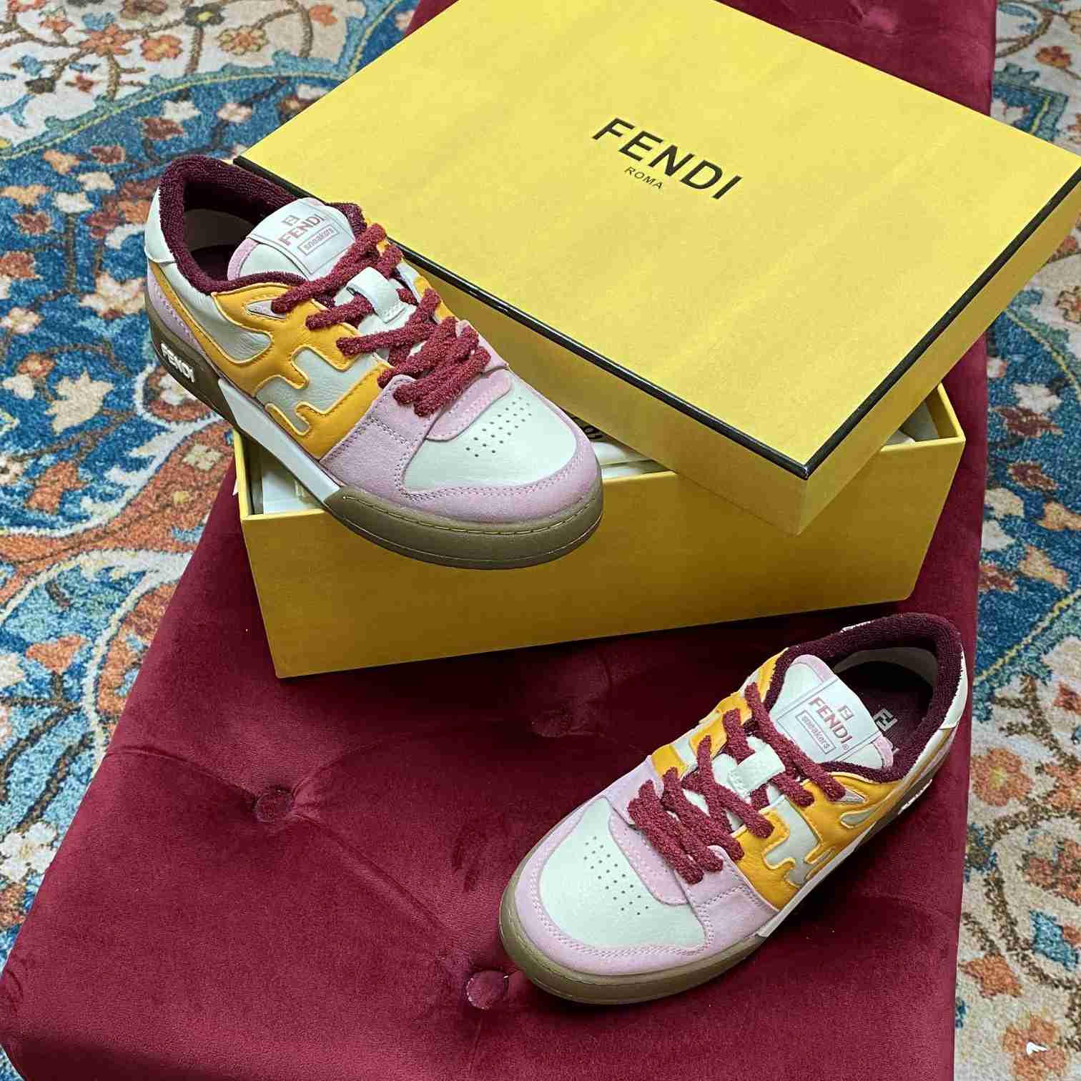 Fendi Match Pink Suede Low-Tops Sneakers  - FashionPlug