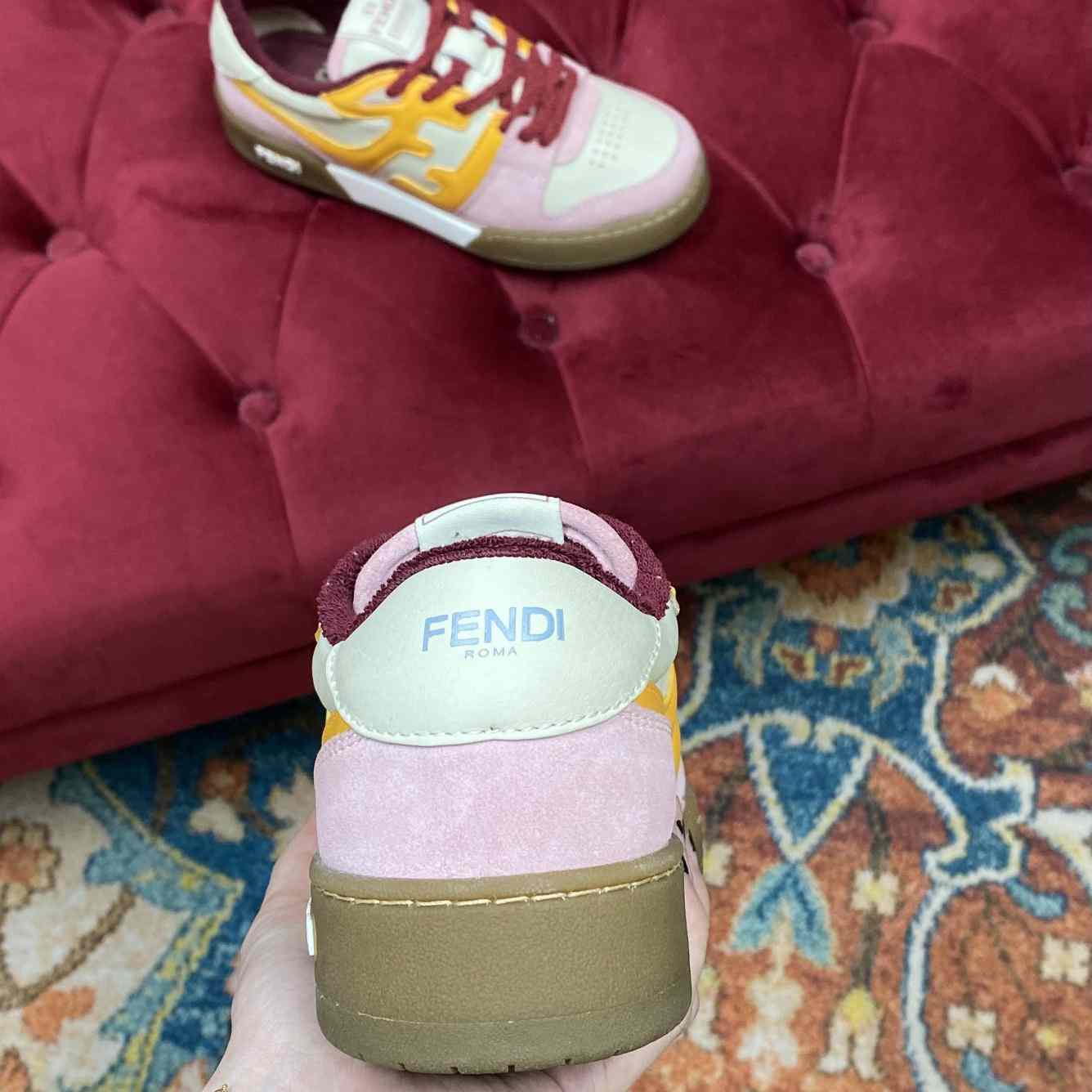 Fendi Match Pink Suede Low-Tops Sneakers  - FashionPlug
