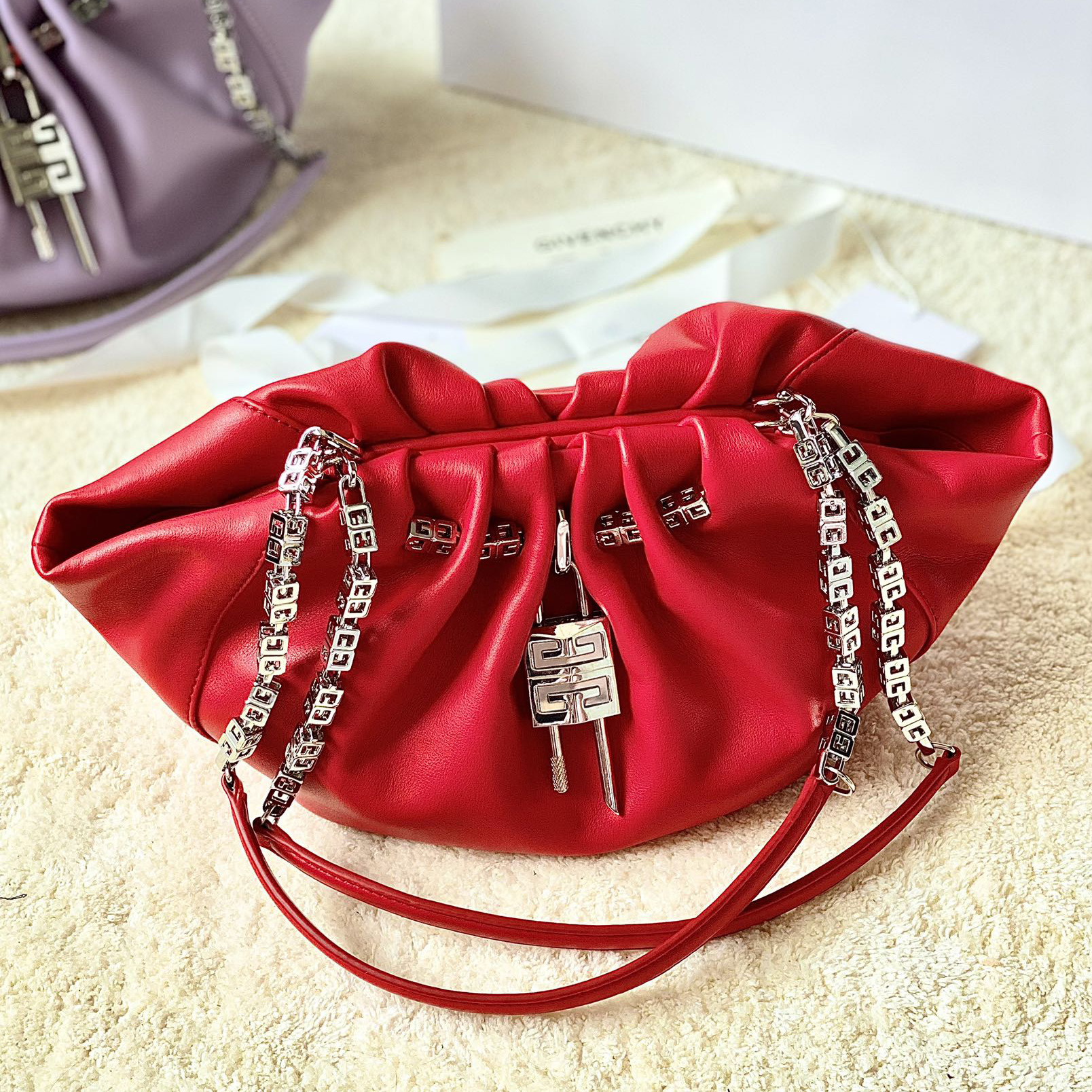 Givenchy Small Kenny Bag In Smooth Leather - Red(32-22-17cm) - FashionPlug