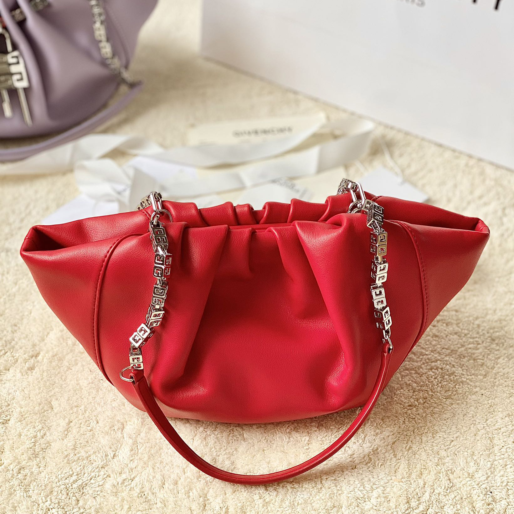Givenchy Small Kenny Bag In Smooth Leather - Red(32-22-17cm) - FashionPlug