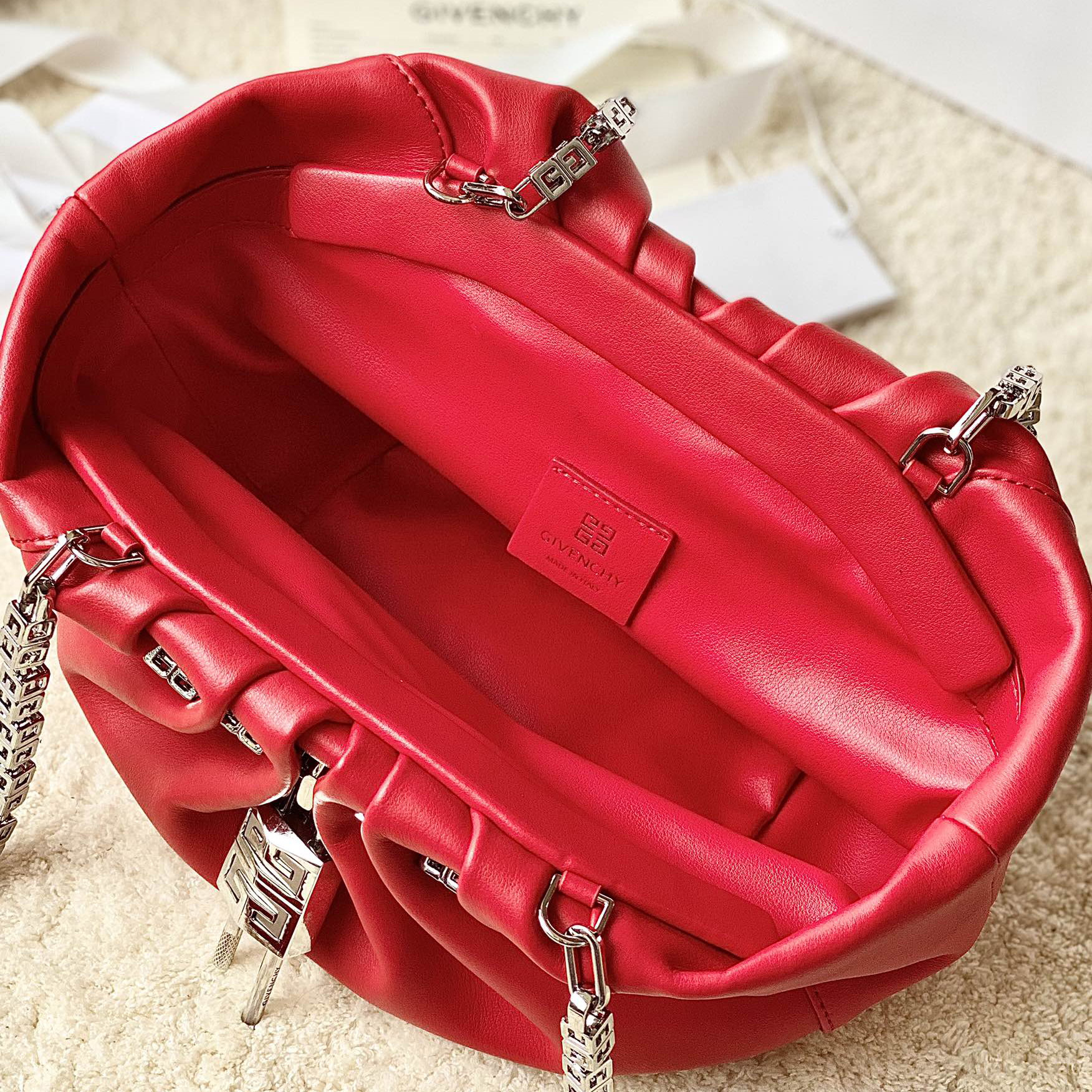 Givenchy Small Kenny Bag In Smooth Leather - Red(32-22-17cm) - FashionPlug