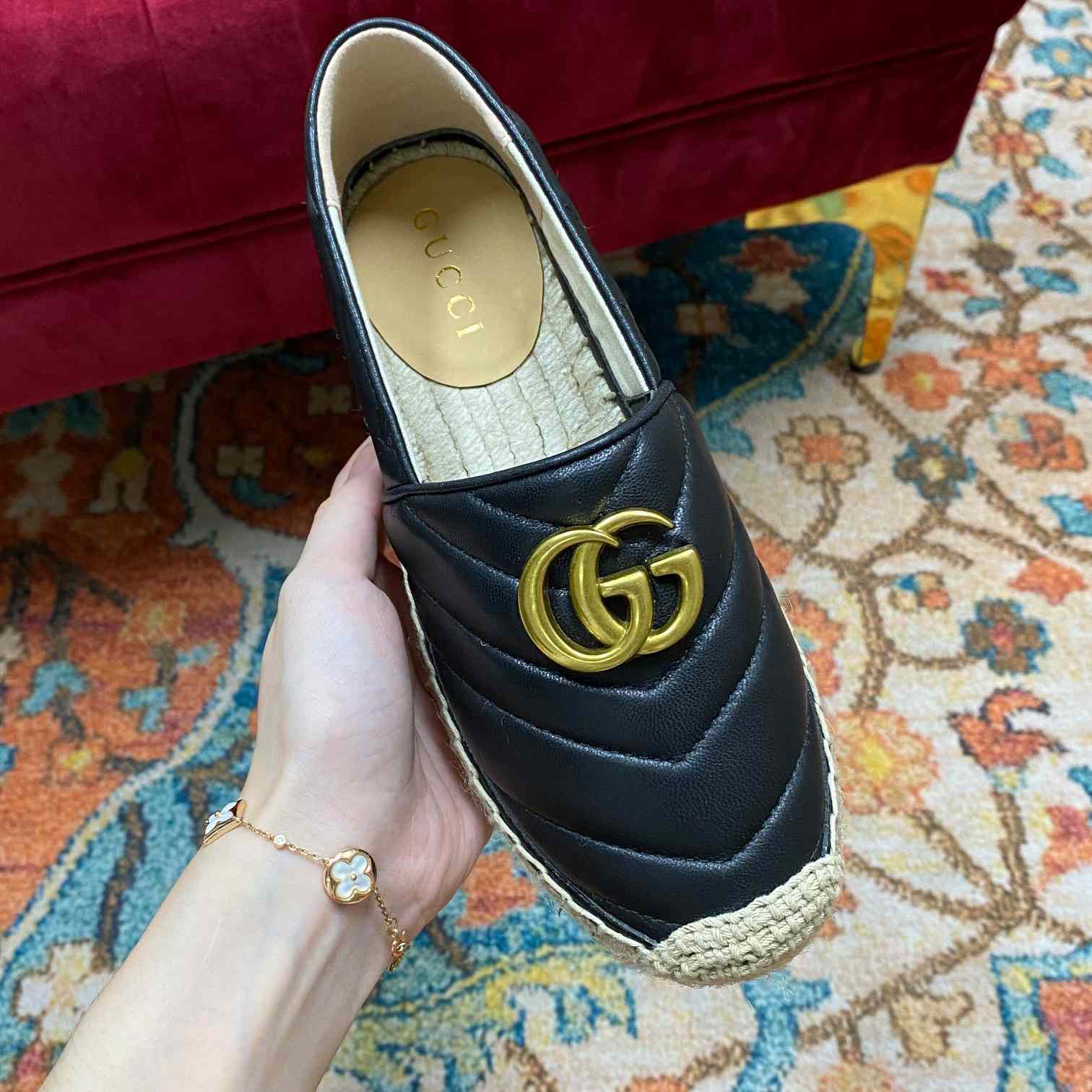 Gucci Leather Espadrille With Double G - FashionPlug