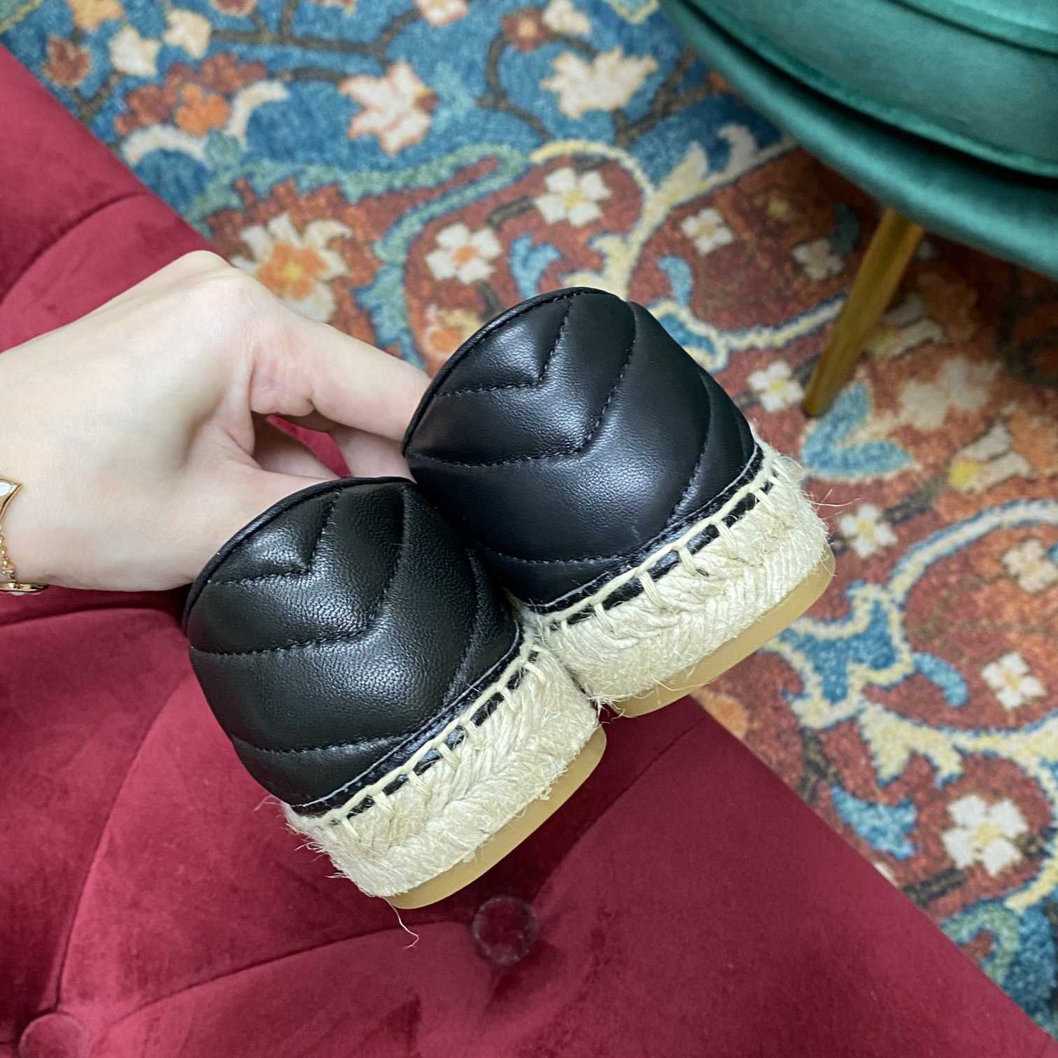 Gucci Leather Espadrille With Double G - FashionPlug