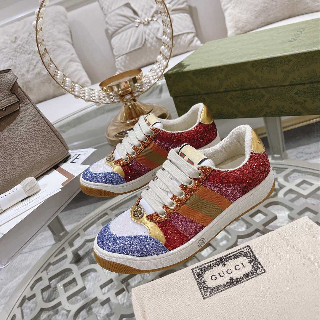 Gucci Lovelight Screener Sneaker With Glitter - FashionPlug
