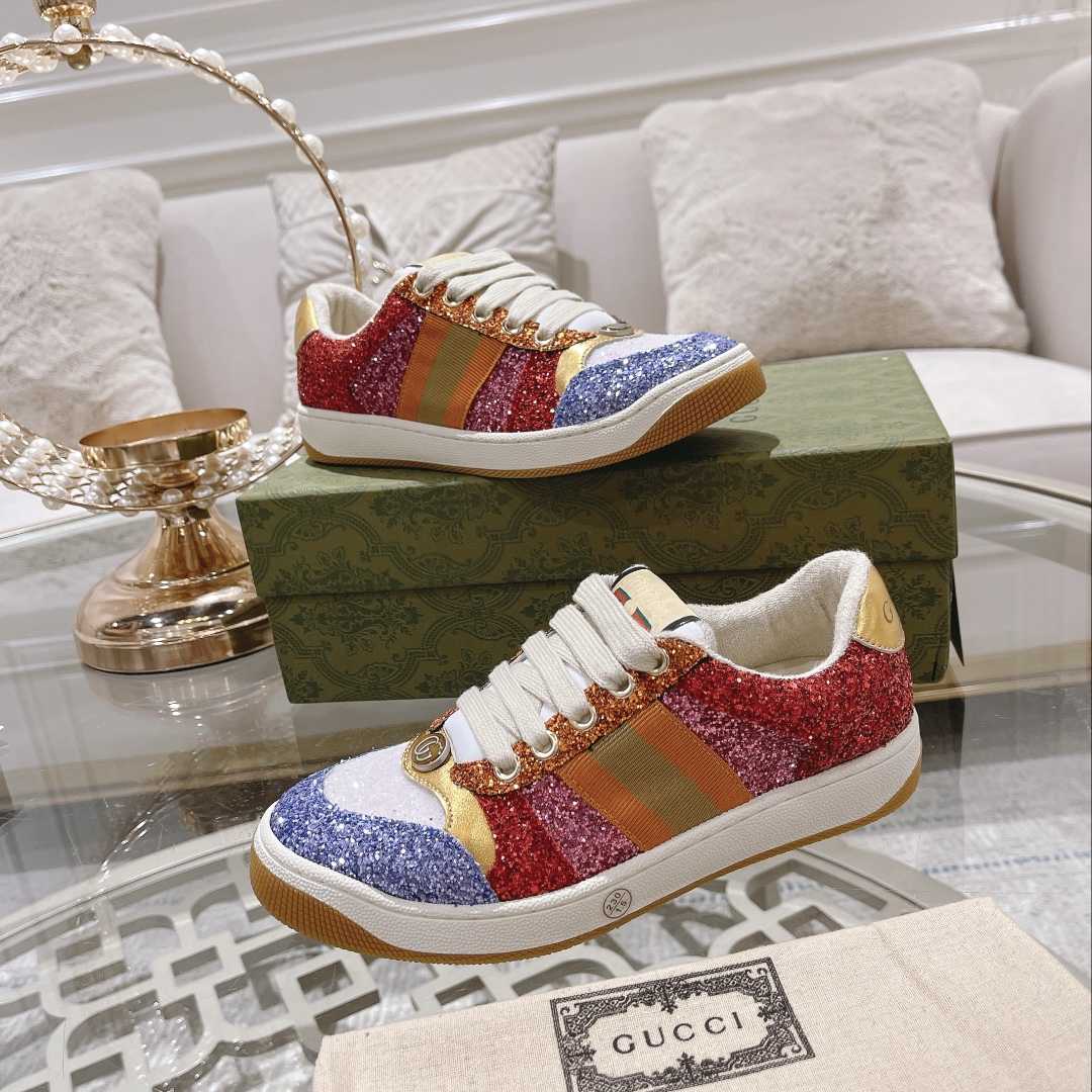 Gucci Lovelight Screener Sneaker With Glitter - FashionPlug