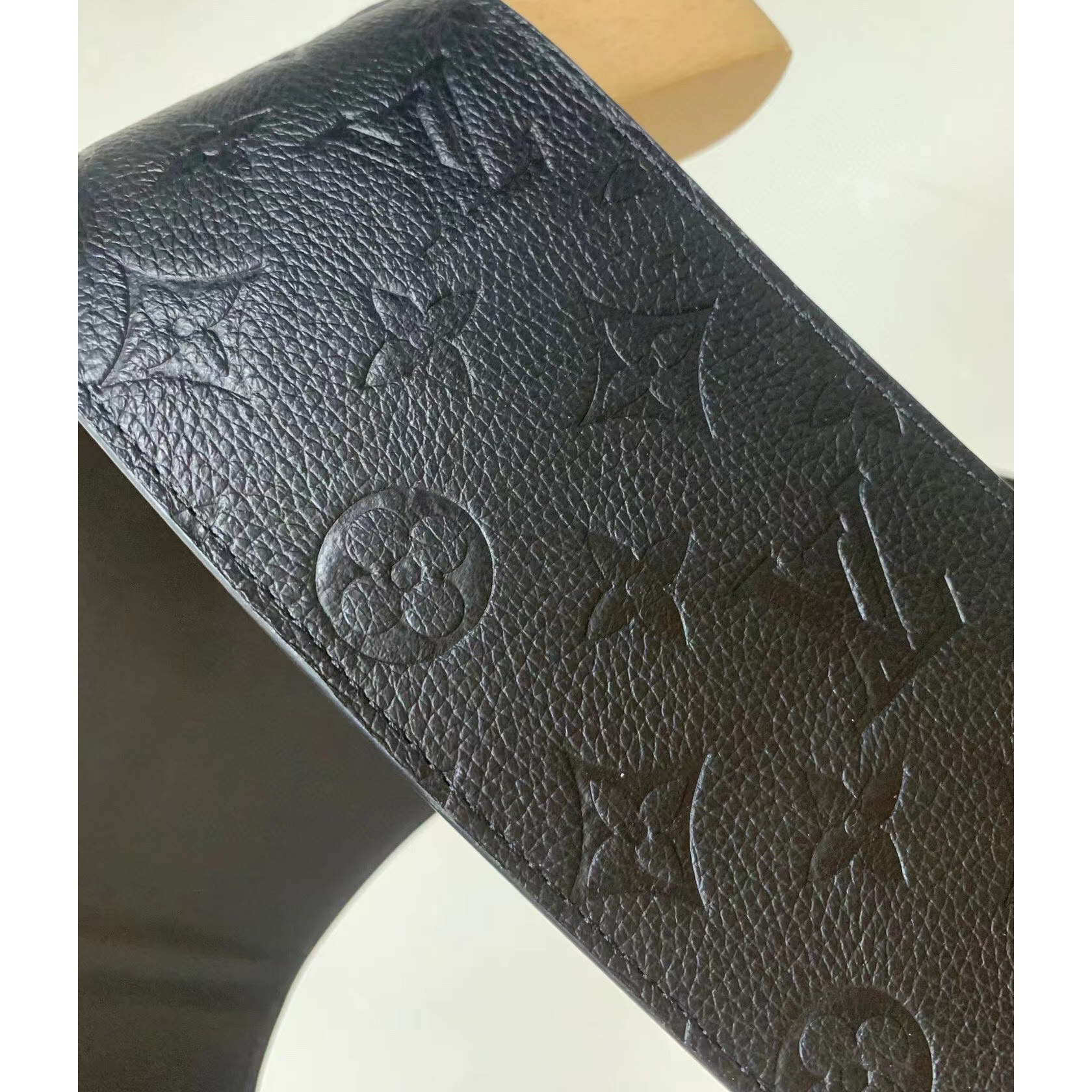 Louis Vuitton Black Monogram Embossed Leather Mid Layer  - FashionPlug