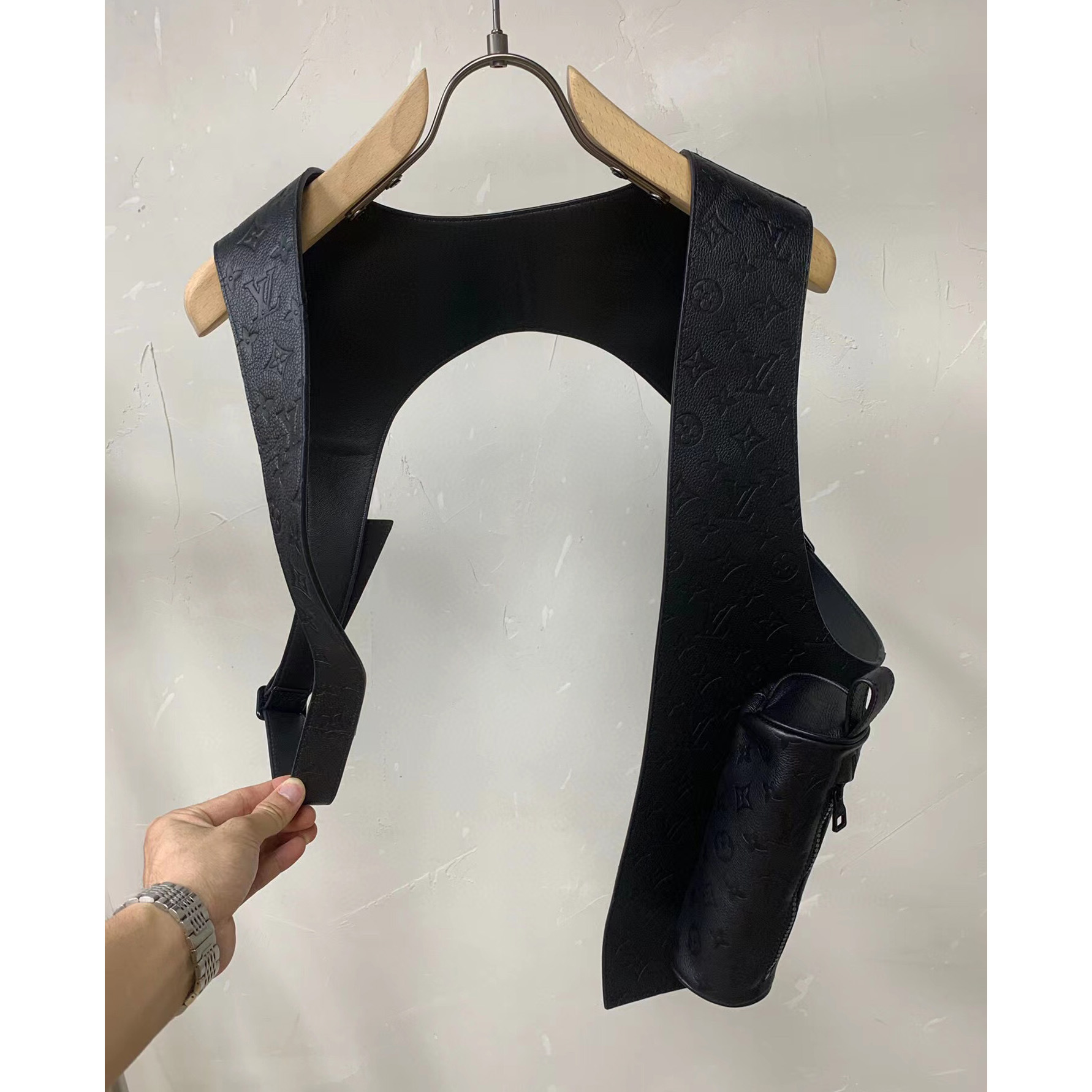 Louis Vuitton Black Monogram Embossed Leather Mid Layer  - FashionPlug