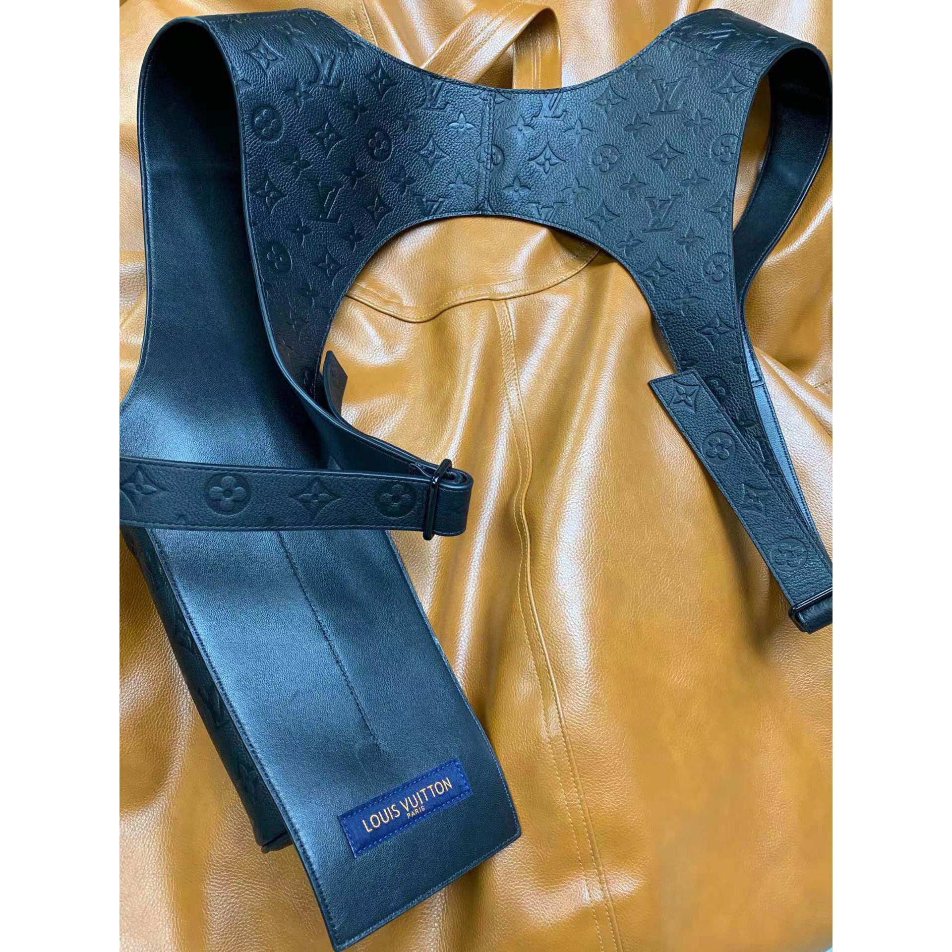 Louis Vuitton Black Monogram Embossed Leather Mid Layer  - FashionPlug