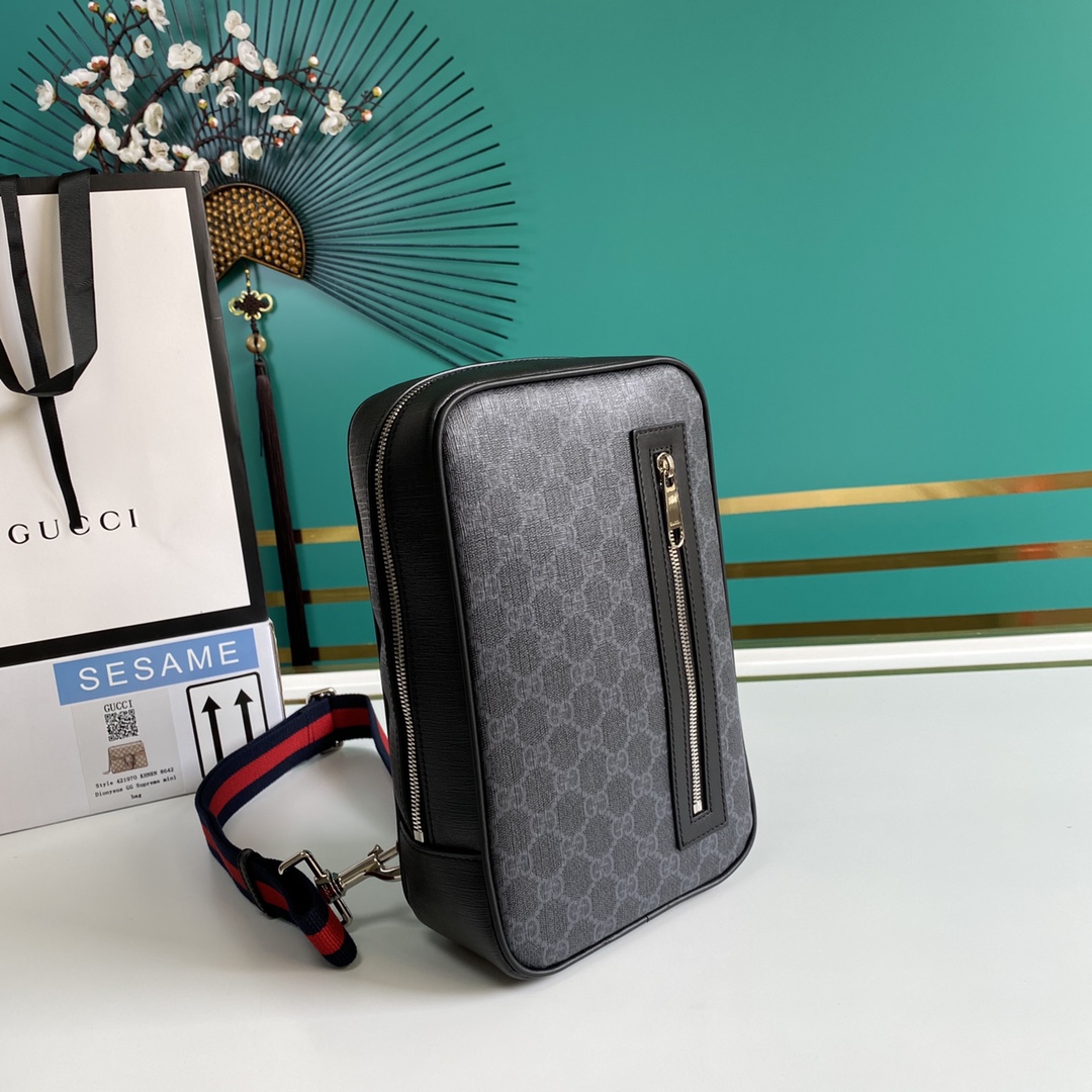 Gucci GG Black Belt Bag(17-27-8.5CM) - FashionPlug