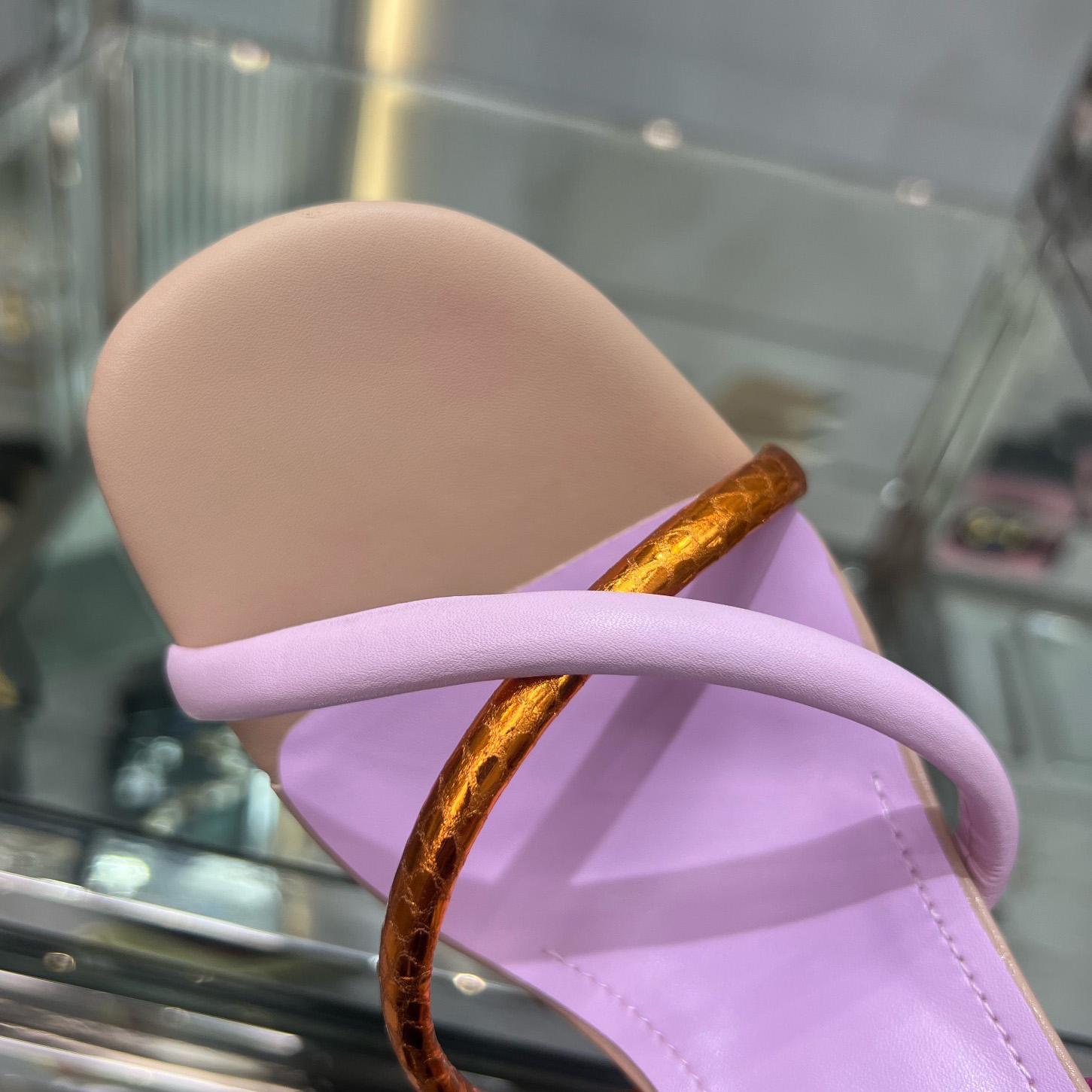 Fendi First Pink Nappa Leather High-Heeled Sandals - FashionPlug
