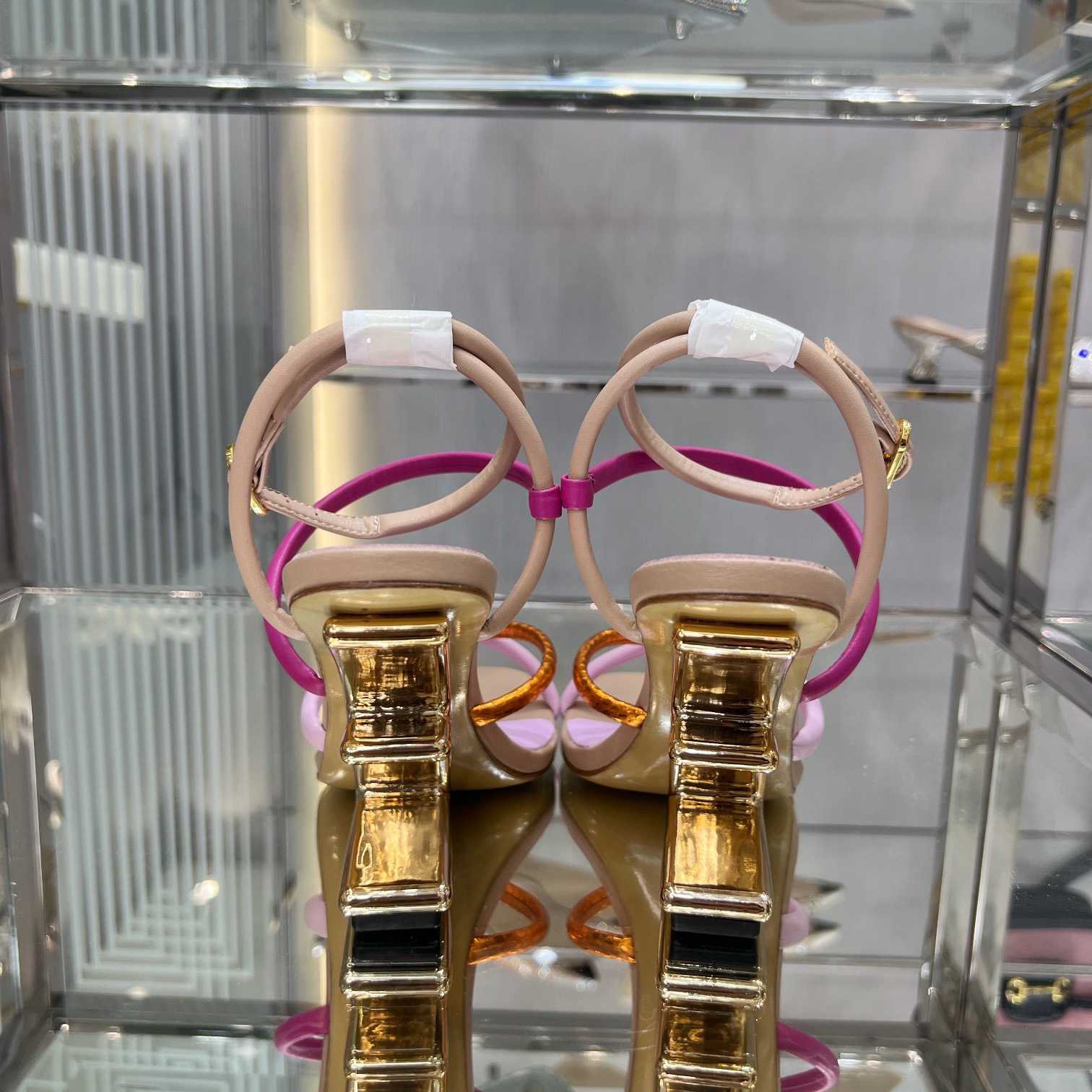 Fendi First Pink Nappa Leather High-Heeled Sandals - FashionPlug
