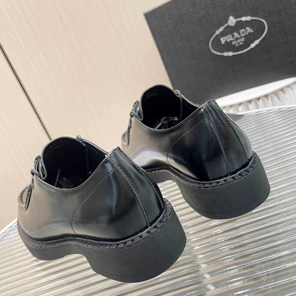 Prada Brushed Leather Lace-Up Shoes - FashionPlug