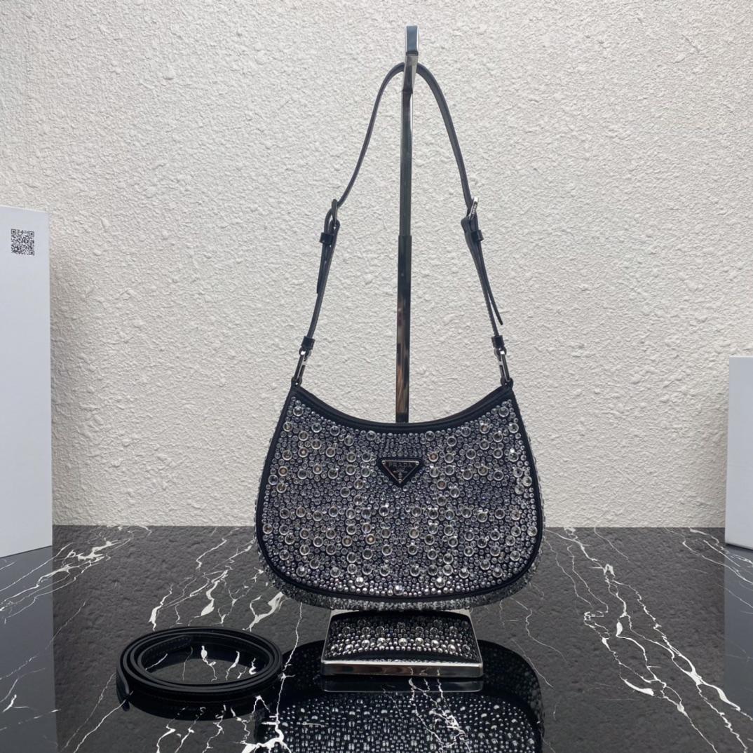 Prada Cleo Satin Bag With Crystals(22-18.5-4.5CM) - FashionPlug