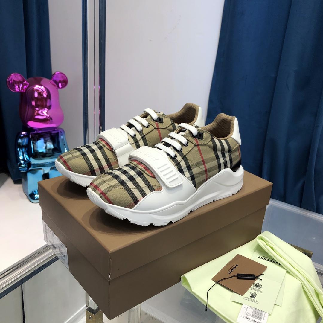 Burberry Vintage Check, Suede And Leather Sneakers - FashionPlug