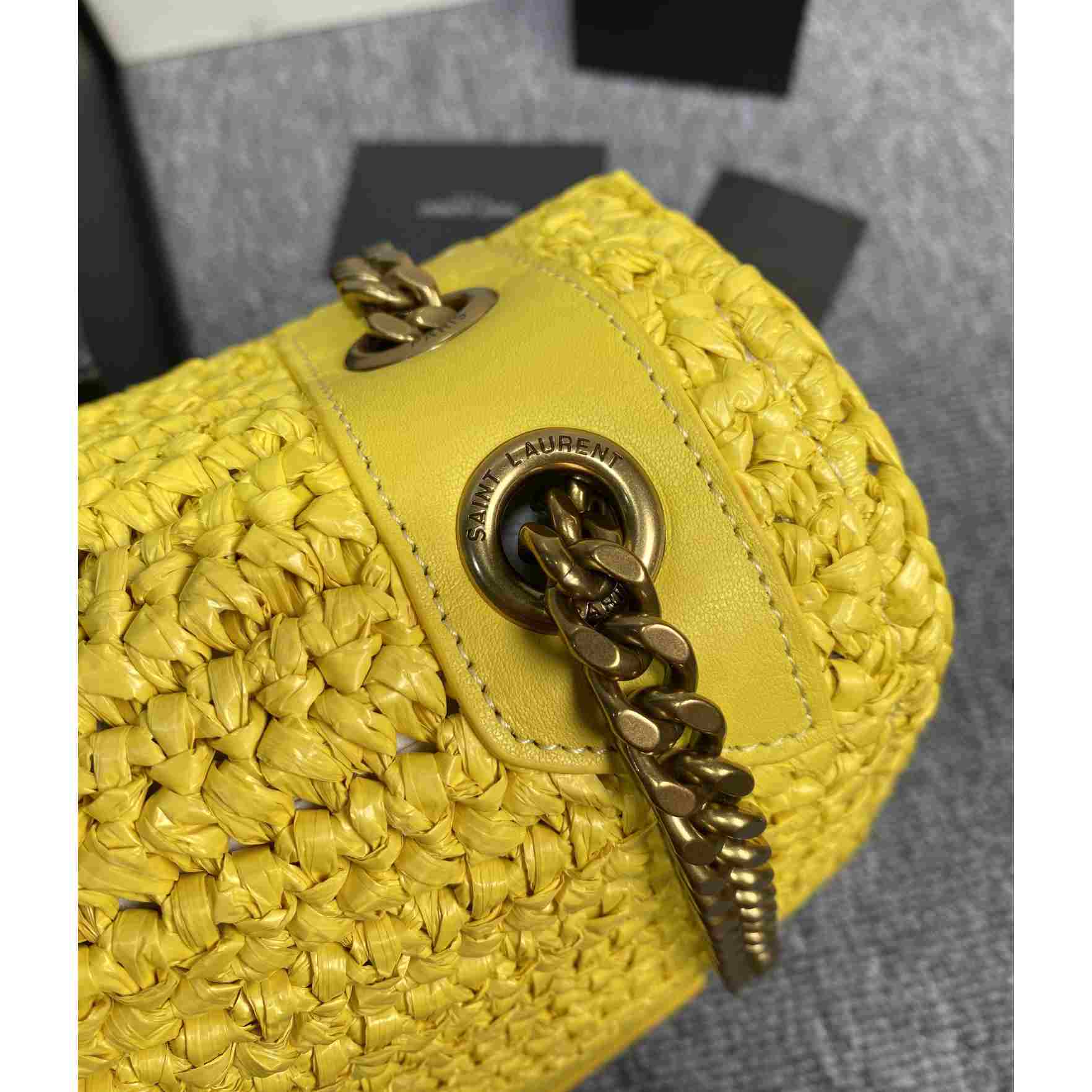 Saint Laurent Niki Medium Chain Bag In Raffia And Leather(28-22-9cm) - FashionPlug