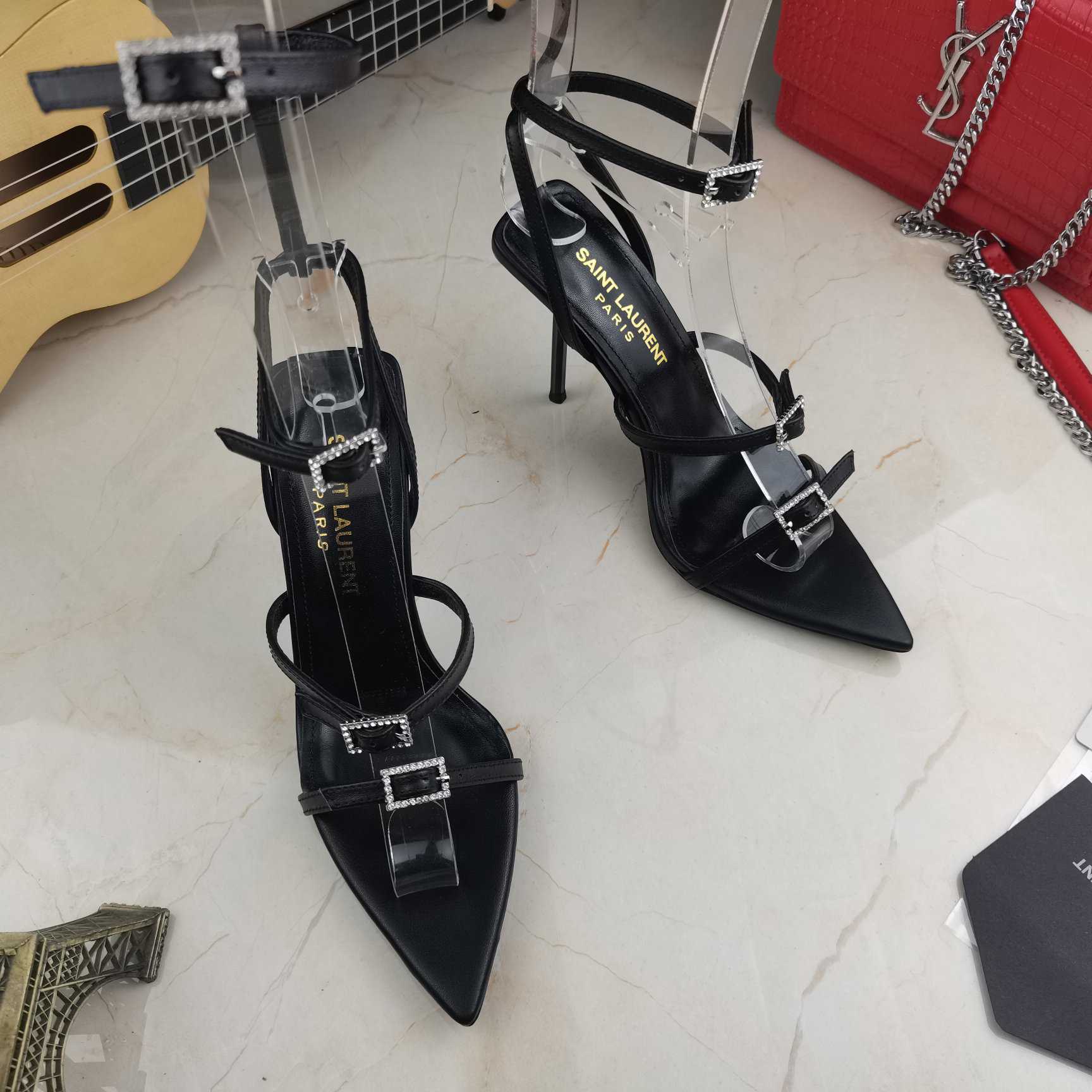 Saint Laurent Nuit Sandals In Lacquered Ayers - FashionPlug