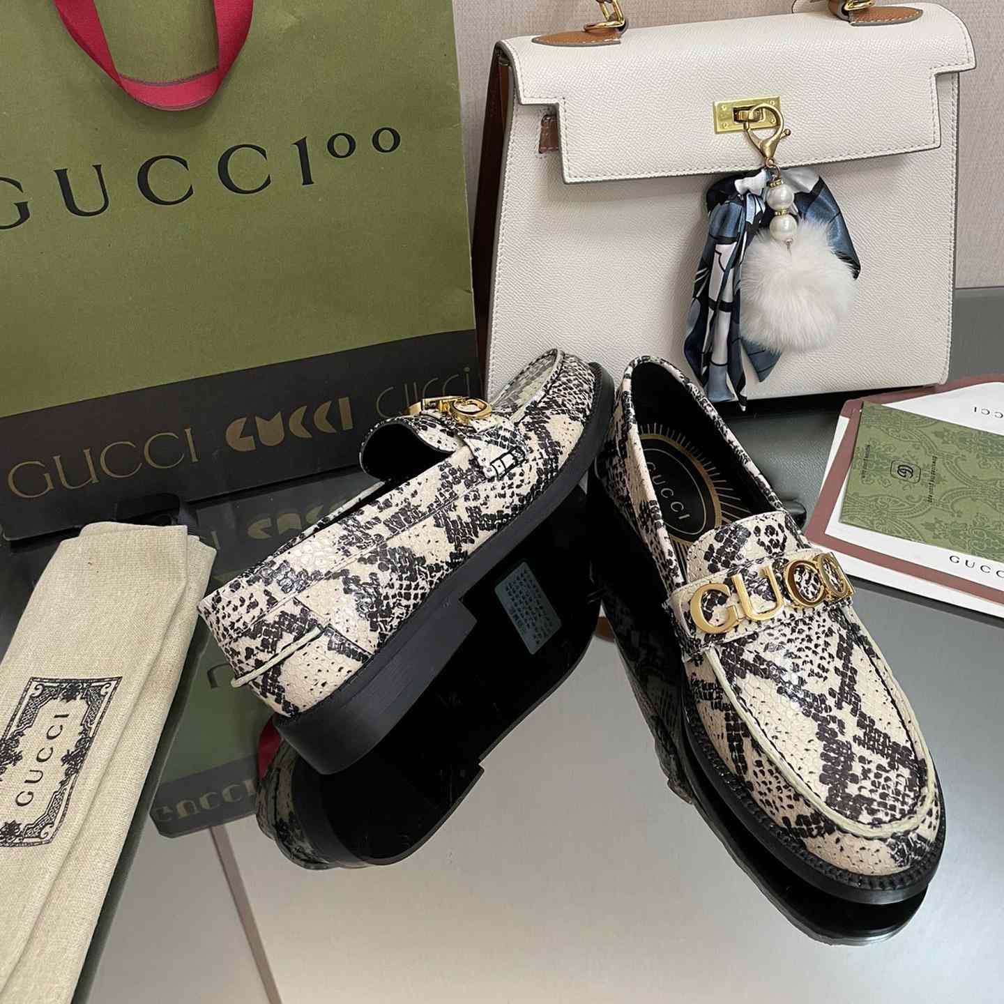 Gucci Women's Gucci Python Print Loafer - FashionPlug
