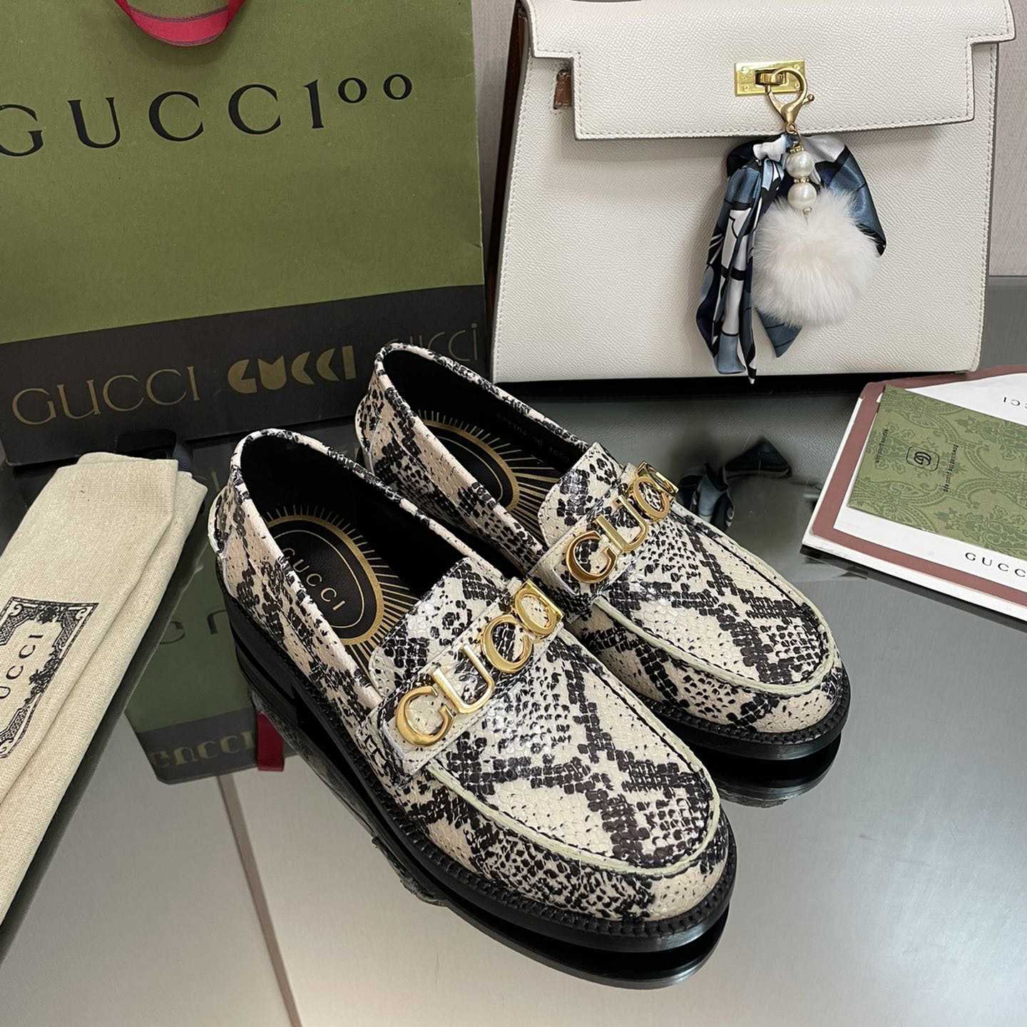 Gucci Women's Gucci Python Print Loafer - FashionPlug