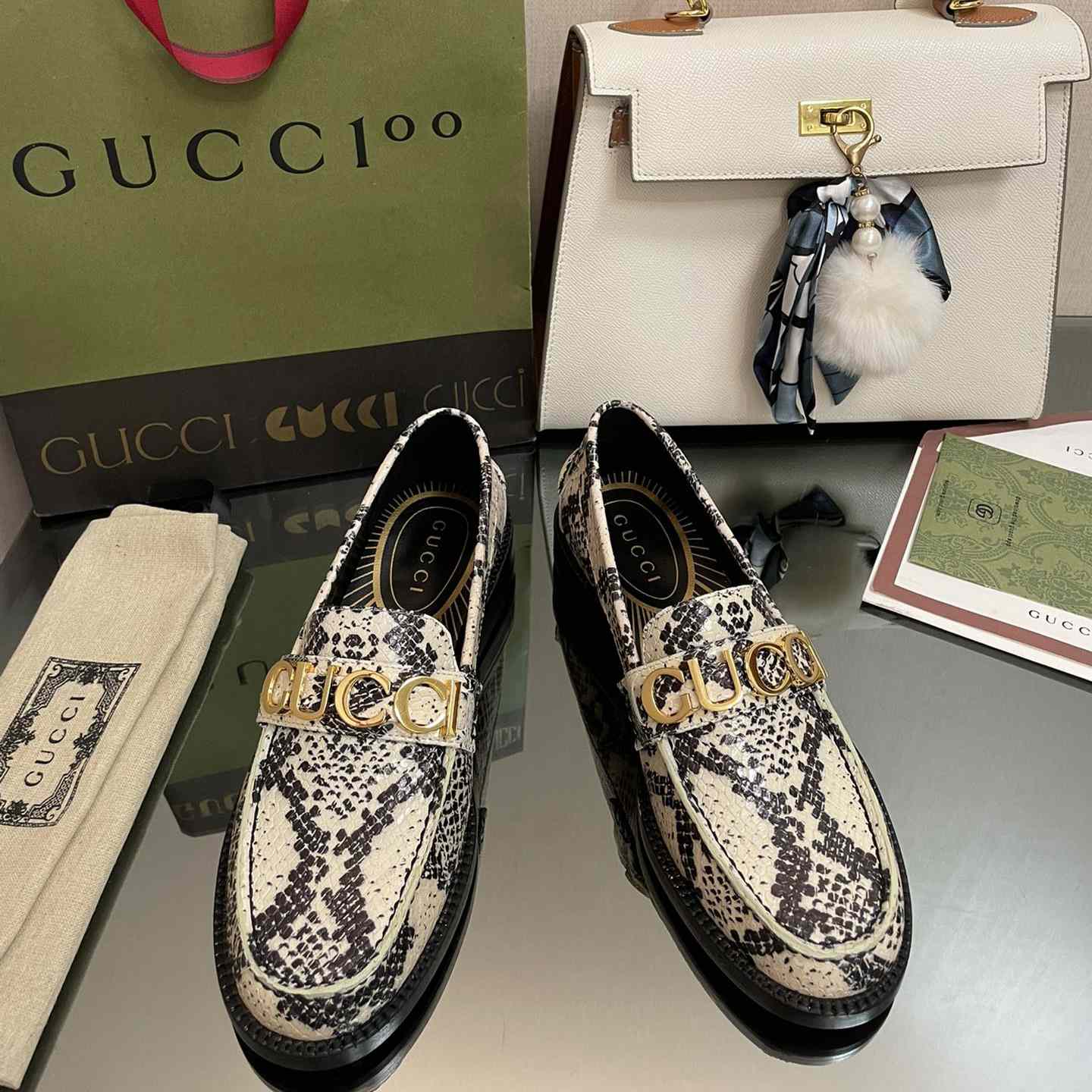 Gucci Women's Gucci Python Print Loafer - FashionPlug