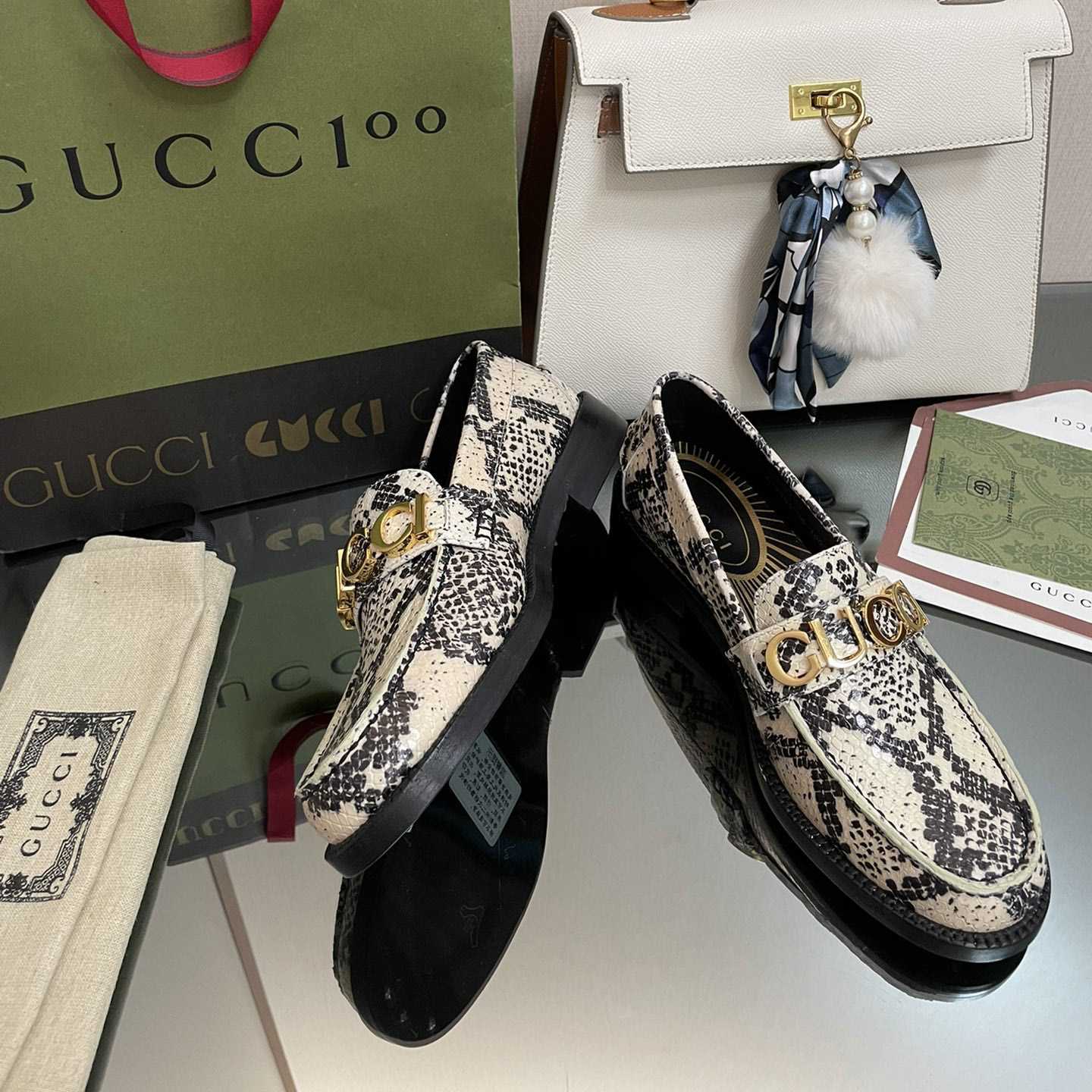 Gucci Women's Gucci Python Print Loafer - FashionPlug