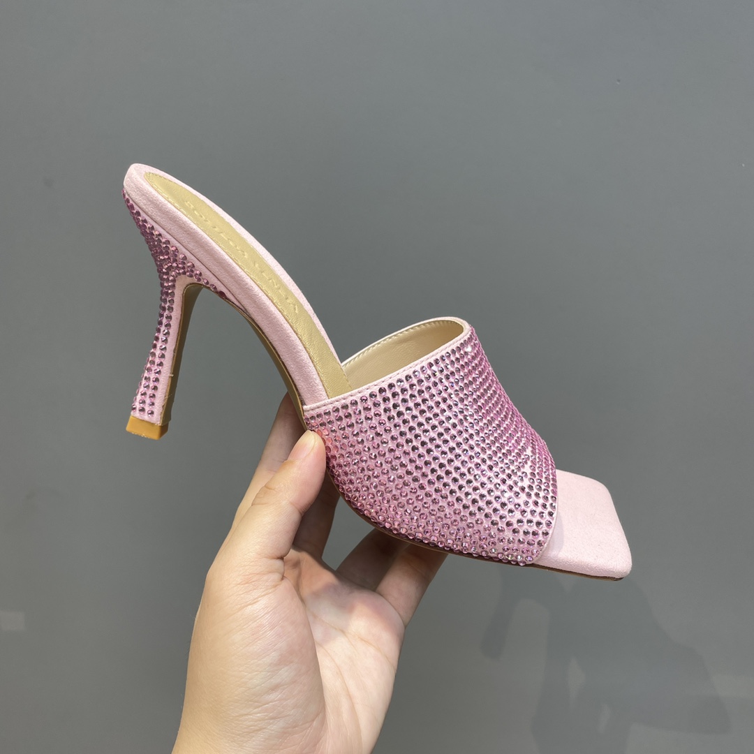 Bottega Veneta Stretch Strass-Embellished Silk Mules - FashionPlug