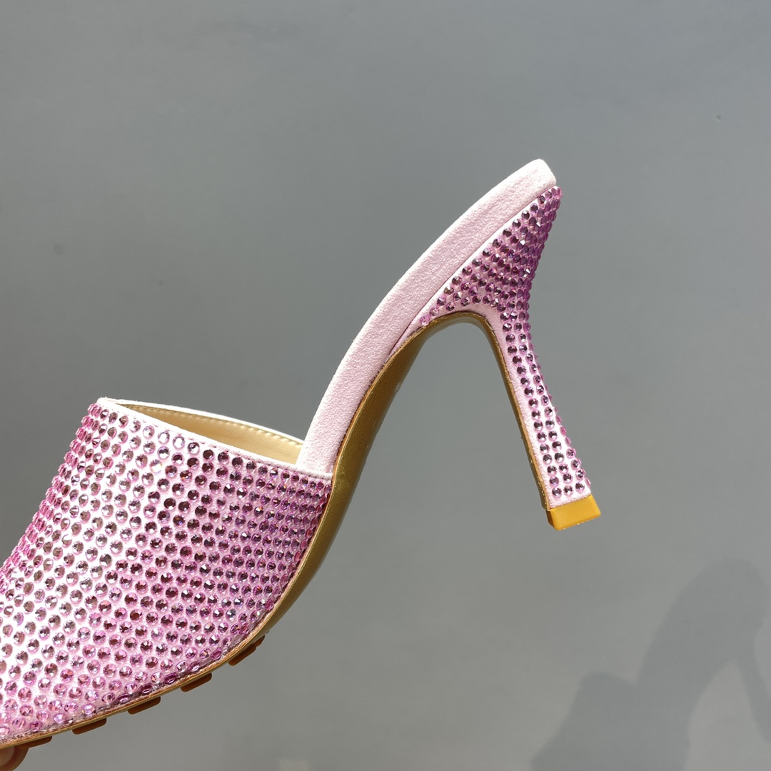 Bottega Veneta Stretch Strass-Embellished Silk Mules - FashionPlug