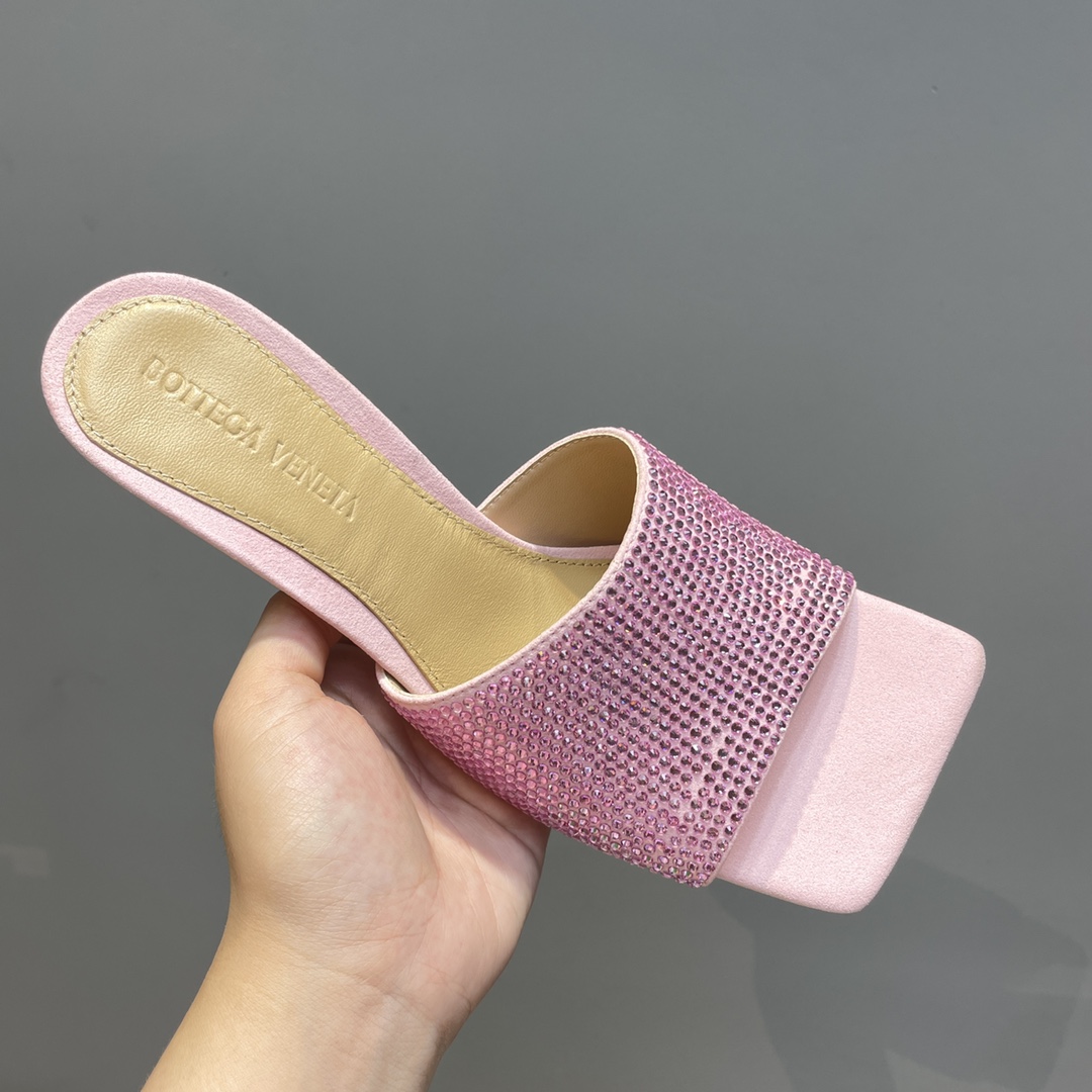 Bottega Veneta Stretch Strass-Embellished Silk Mules - FashionPlug