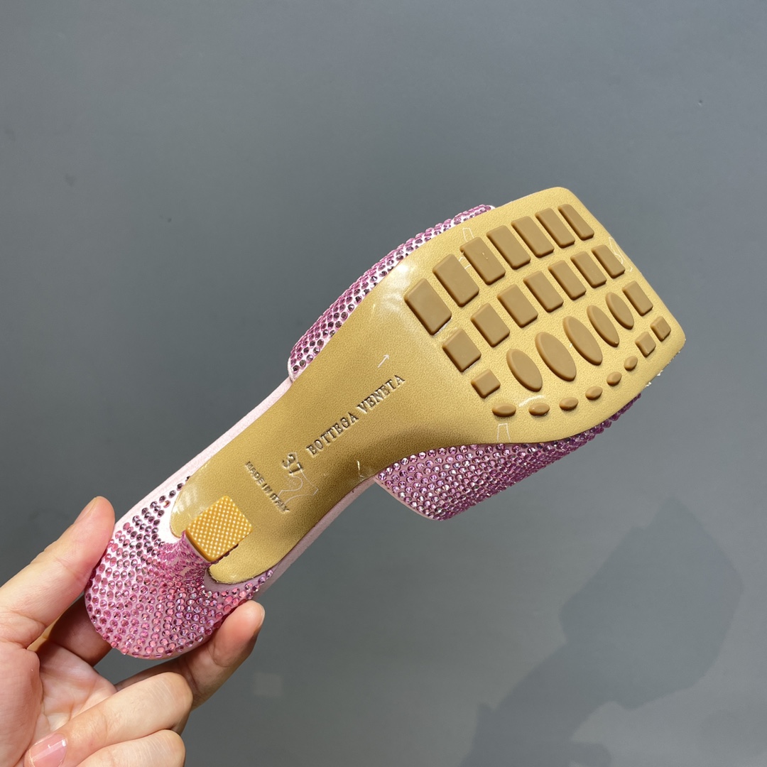 Bottega Veneta Stretch Strass-Embellished Silk Mules - FashionPlug