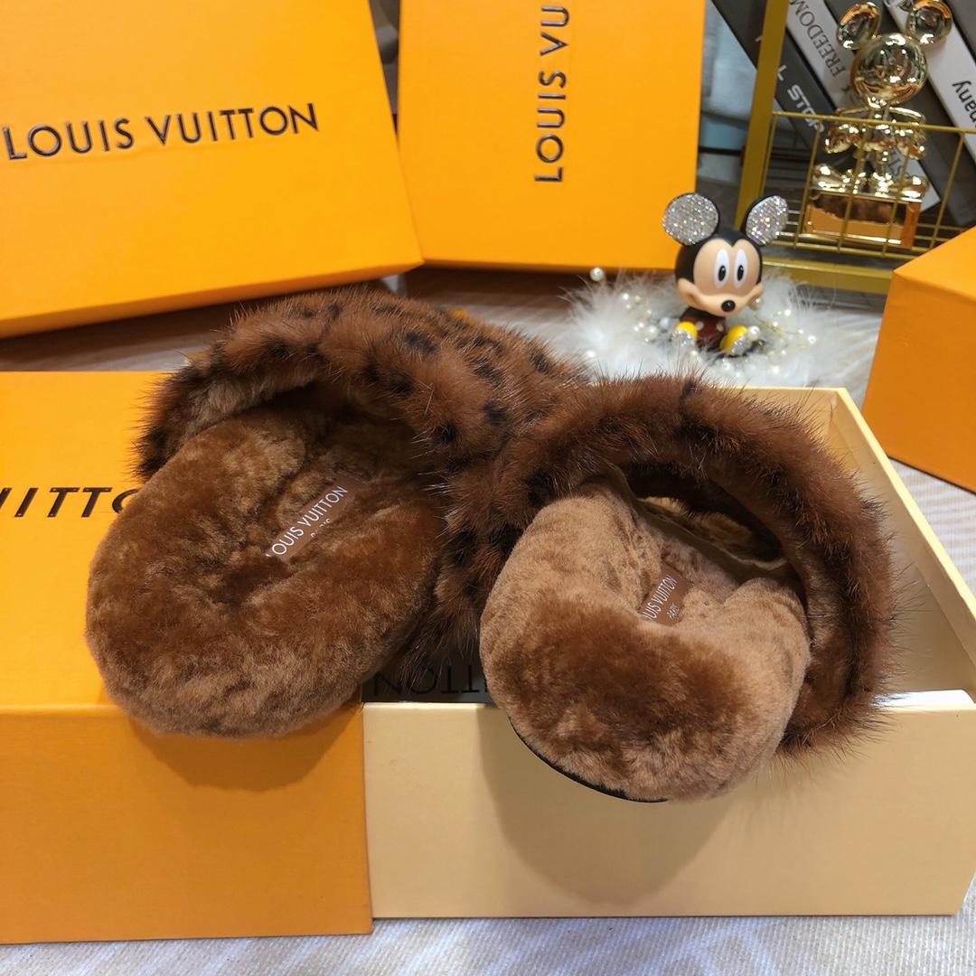 Louis Vuitton Mink Fur Bom Dia Slippers  - FashionPlug