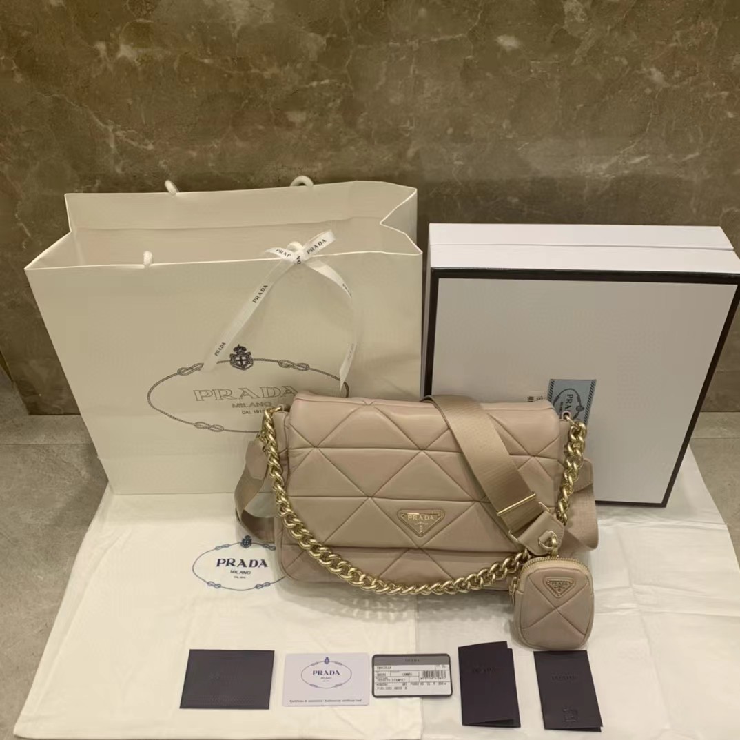 Prada System Nappa Leather Patchwork Bag(28-18-7.5CM) - FashionPlug