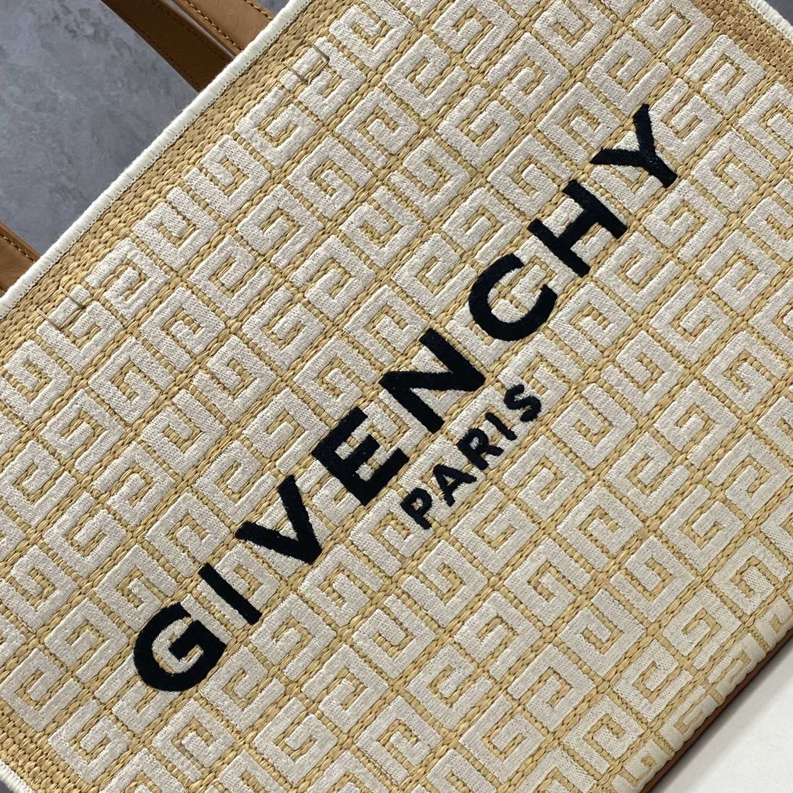 Givenchy Medium G Tote Shopping Bag In 4G Embroidered Raffia(37-28-11 cm) - FashionPlug
