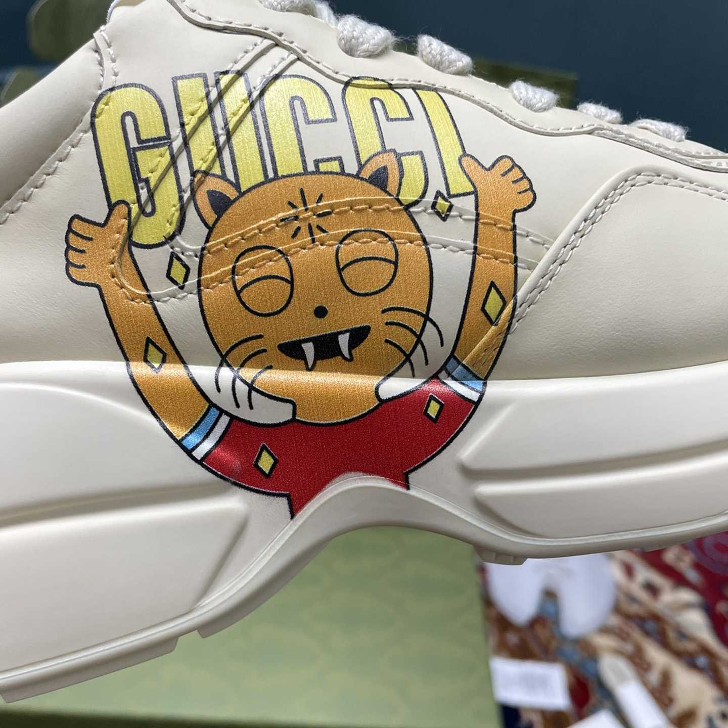 Gucci Rhyton Sneaker With Cat Print - FashionPlug