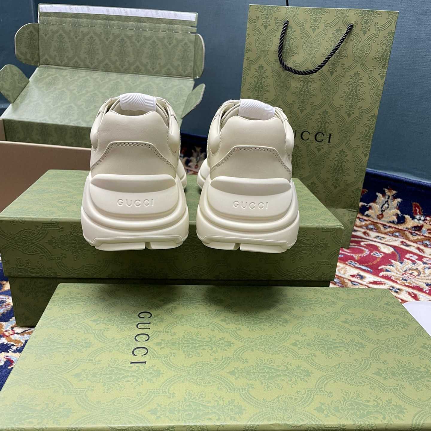 Gucci Rhyton Sneaker With Cat Print - FashionPlug