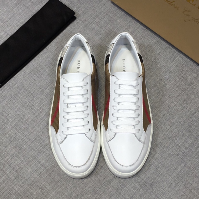 Burberry House Check And Leather Sneakers - FashionPlug