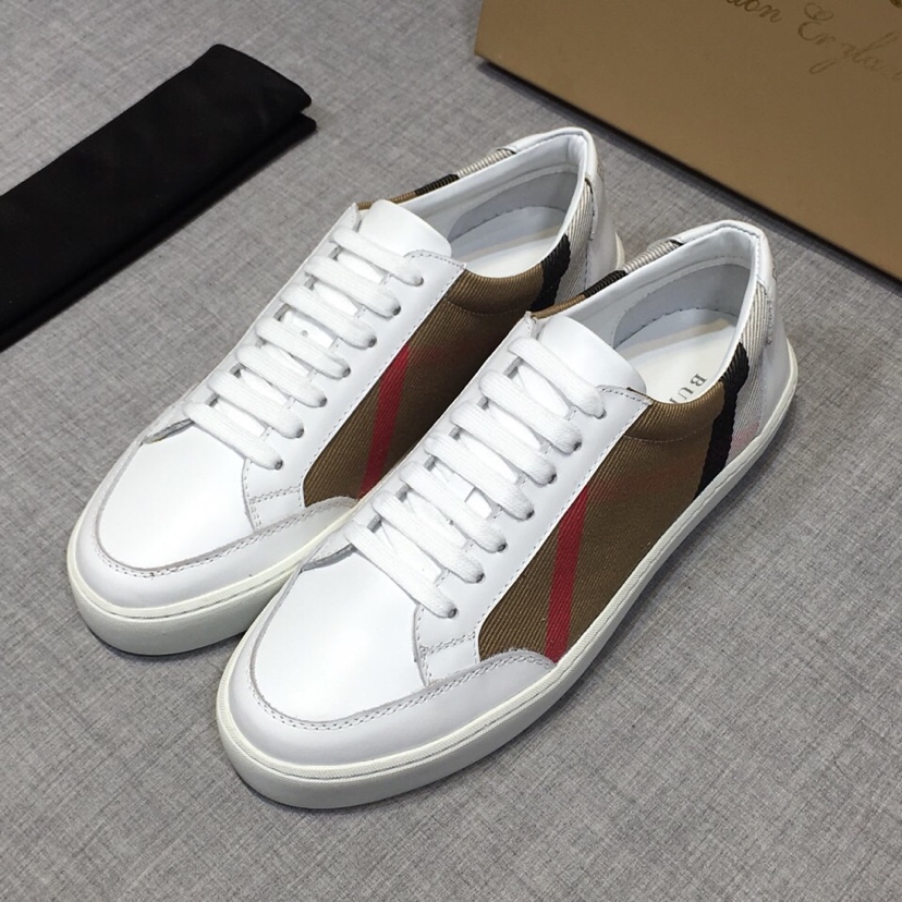 Burberry House Check And Leather Sneakers - FashionPlug
