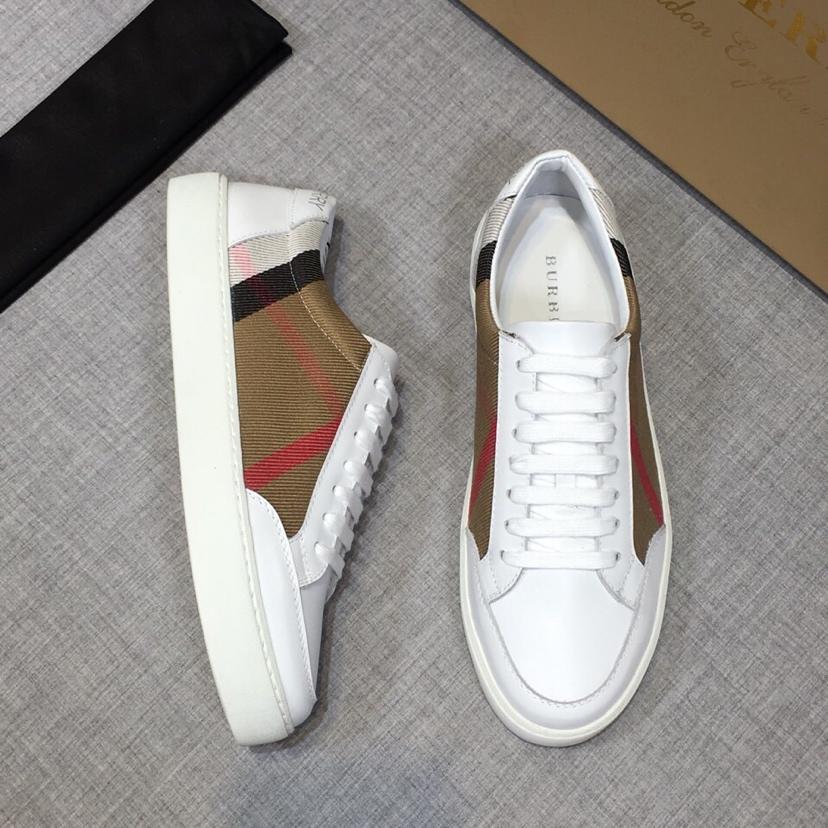 Burberry House Check And Leather Sneakers - FashionPlug