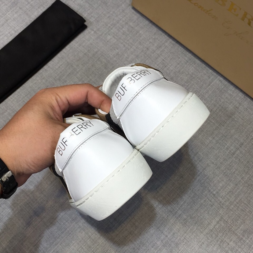 Burberry House Check And Leather Sneakers - FashionPlug