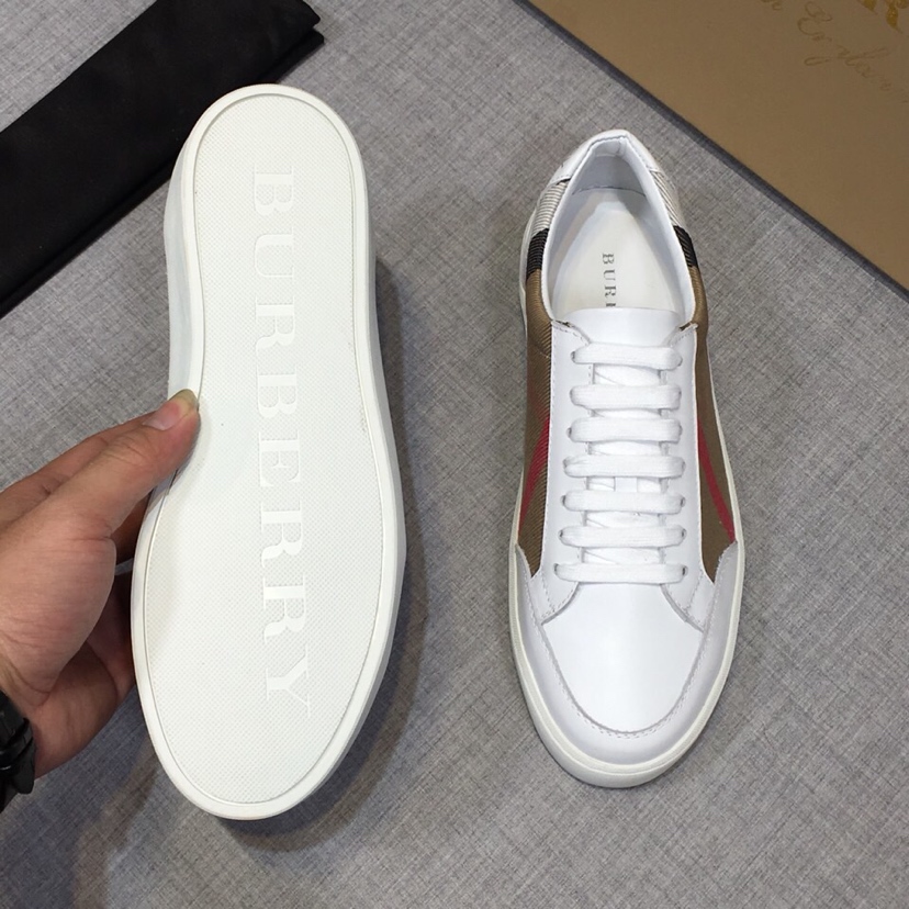 Burberry House Check And Leather Sneakers - FashionPlug