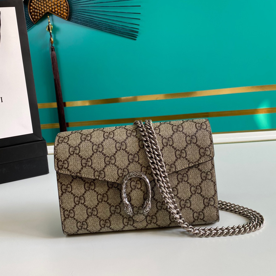 Gucci Dionysus GG Supreme Chain Wallet(20-13.5-4CM) - FashionPlug