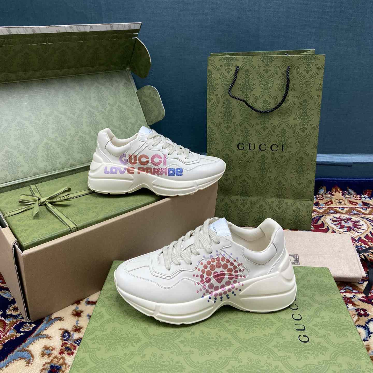 Gucci Women's Rhyton Gucci Love Parade Sneaker - FashionPlug