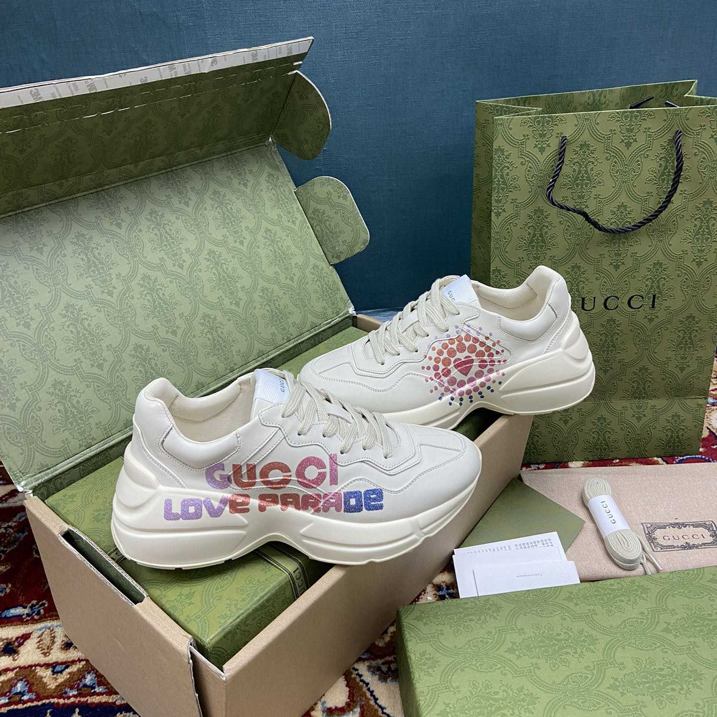 Gucci Women's Rhyton Gucci Love Parade Sneaker - FashionPlug