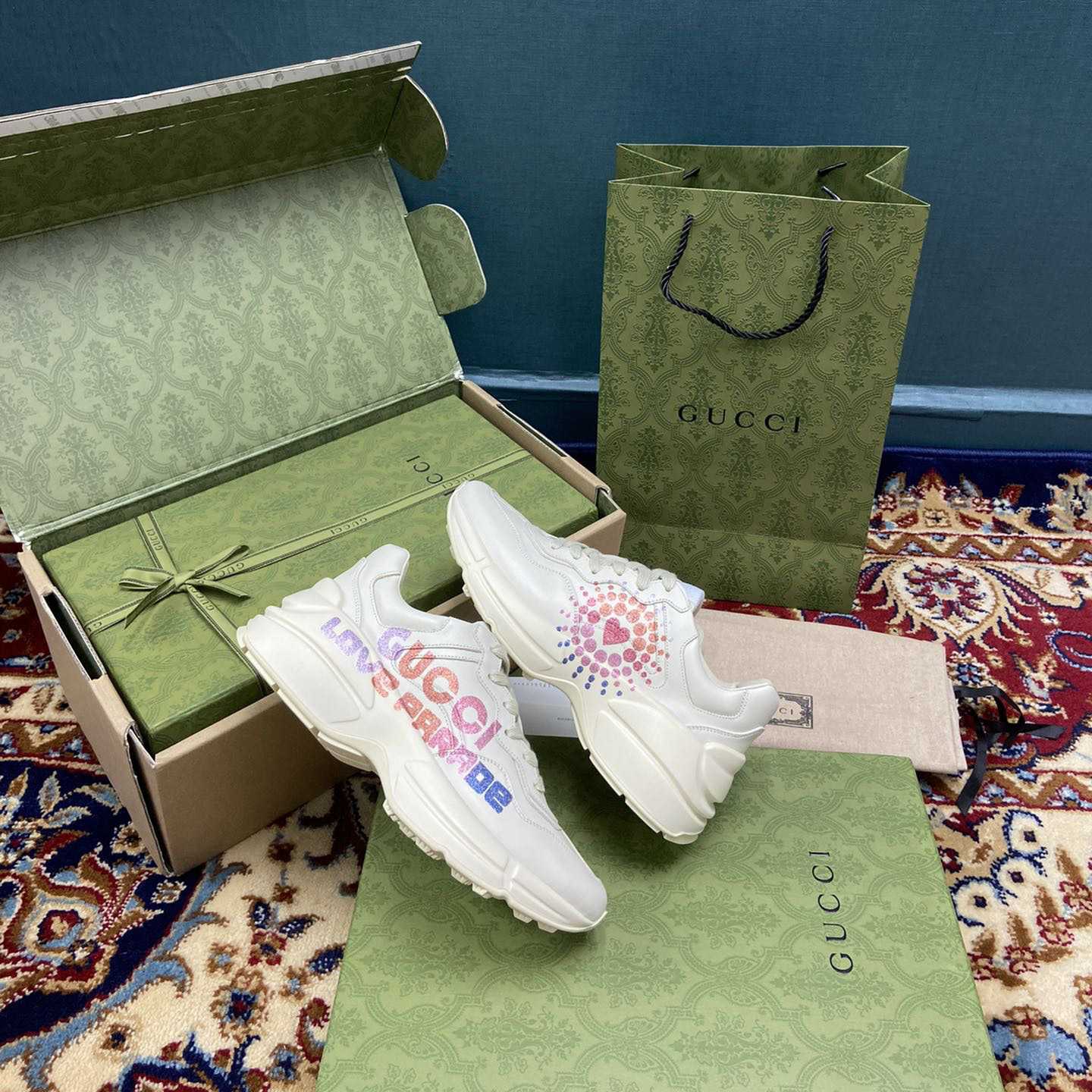 Gucci Women's Rhyton Gucci Love Parade Sneaker - FashionPlug