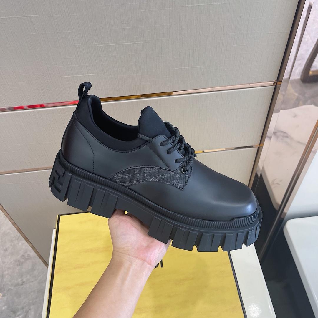 Fendi Black Leather Lace-Ups - FashionPlug