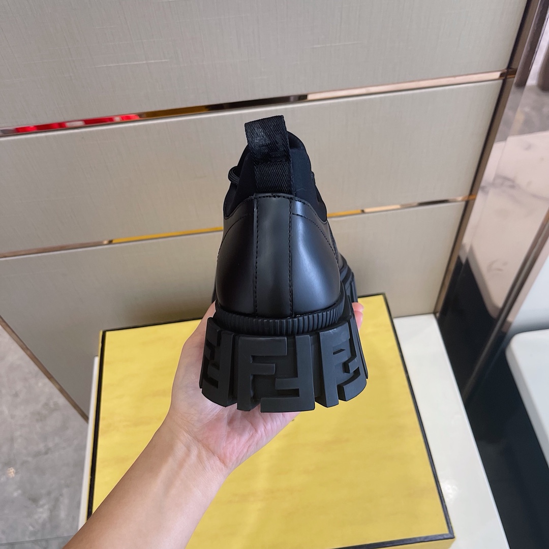 Fendi Black Leather Lace-Ups - FashionPlug