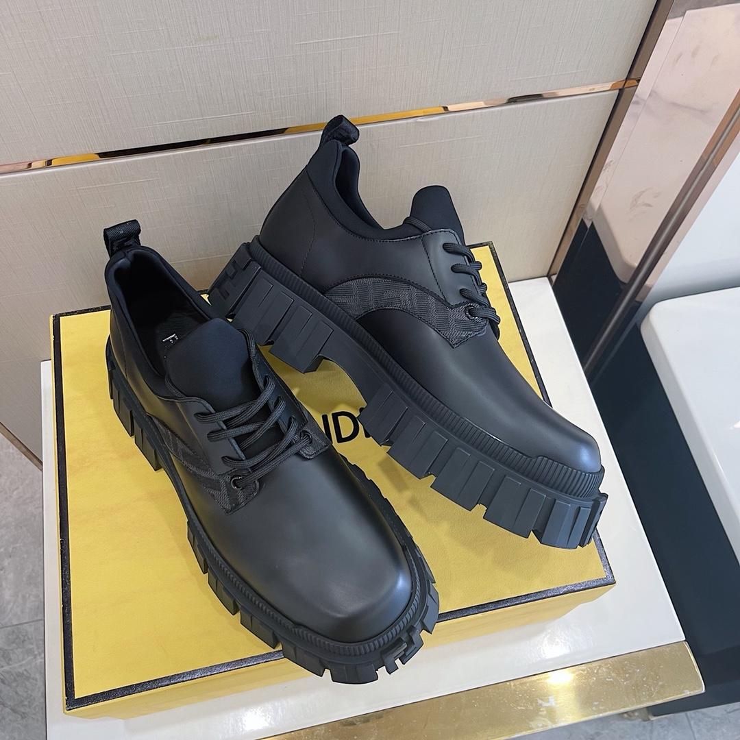 Fendi Black Leather Lace-Ups - FashionPlug