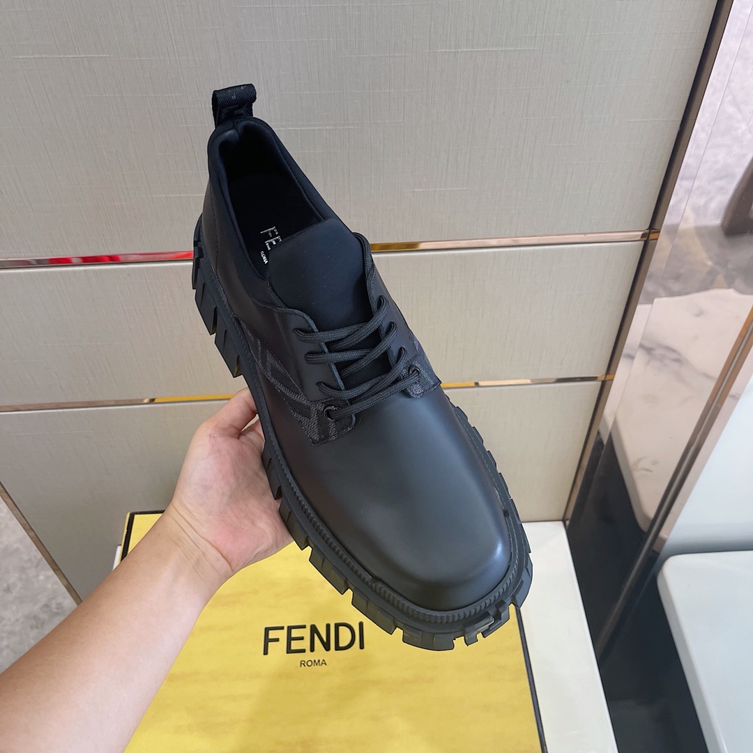 Fendi Black Leather Lace-Ups - FashionPlug