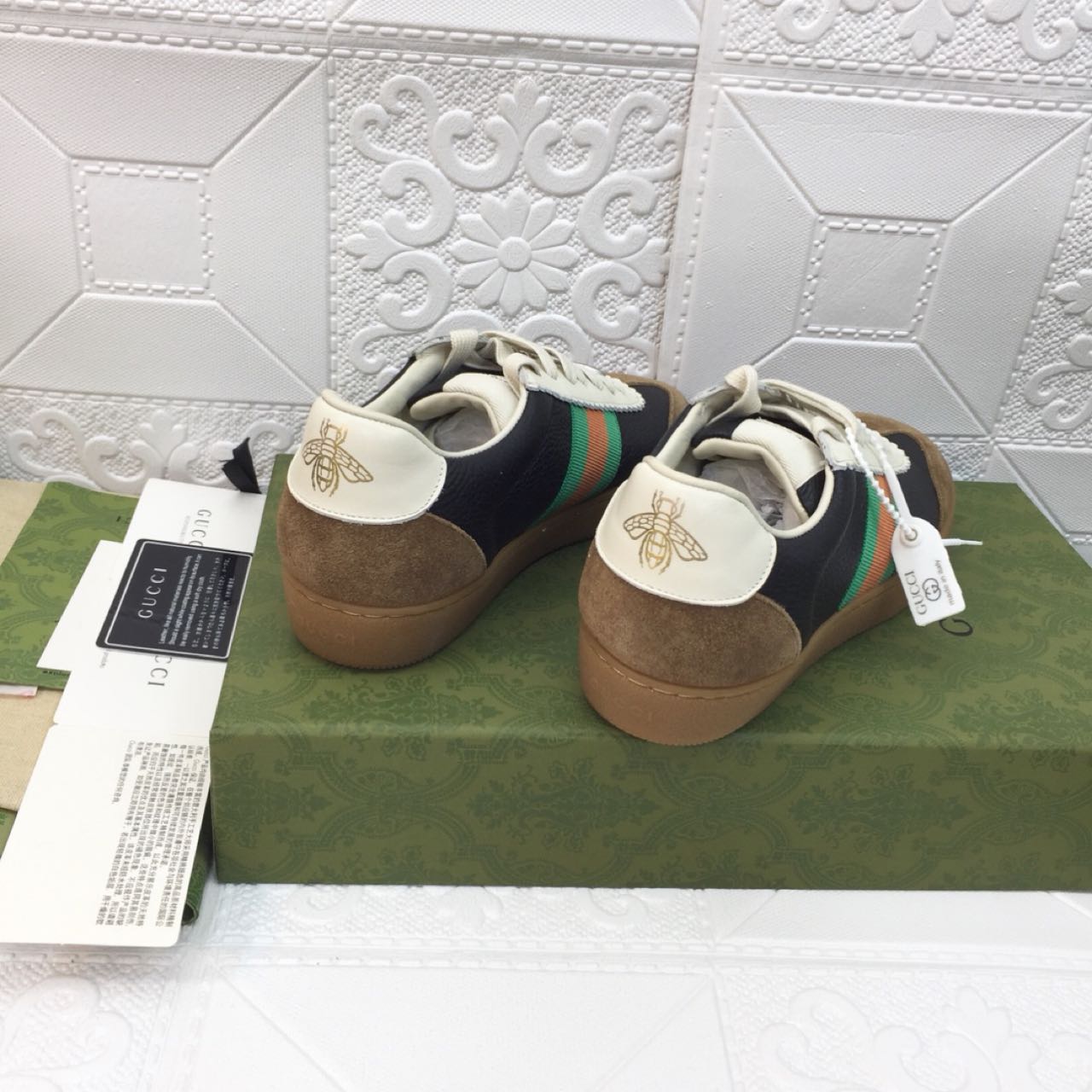 Gucci Leather Web Sneaker - FashionPlug
