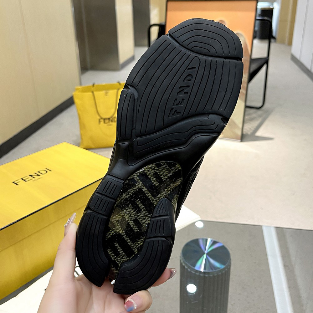 Fendi Faster Trainers Black Nubuck Leather Low-Tops Sneakers - FashionPlug
